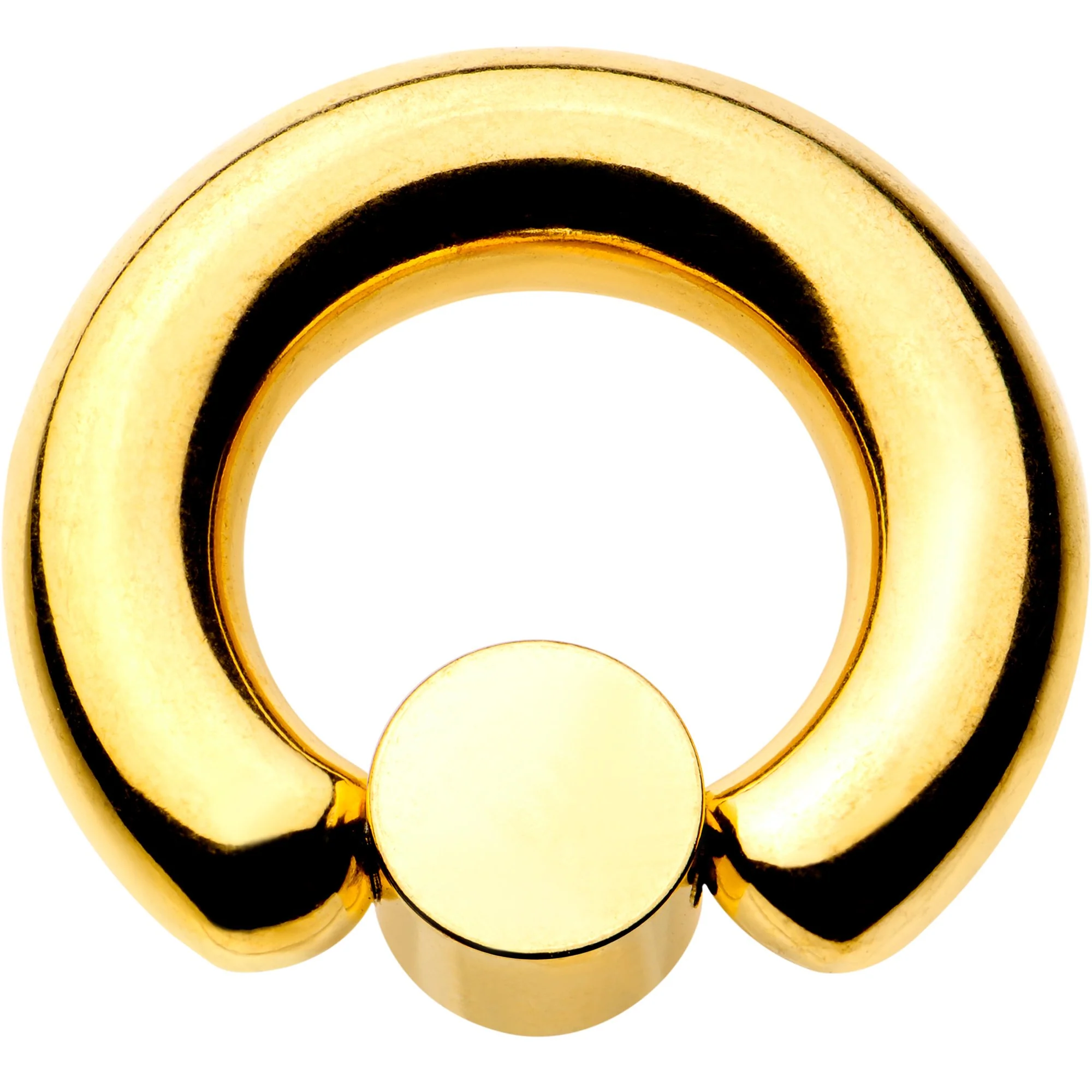 2G 9/16 Clear Gem 8mm Disc Gold IP BCR Captive Ring - Image 2