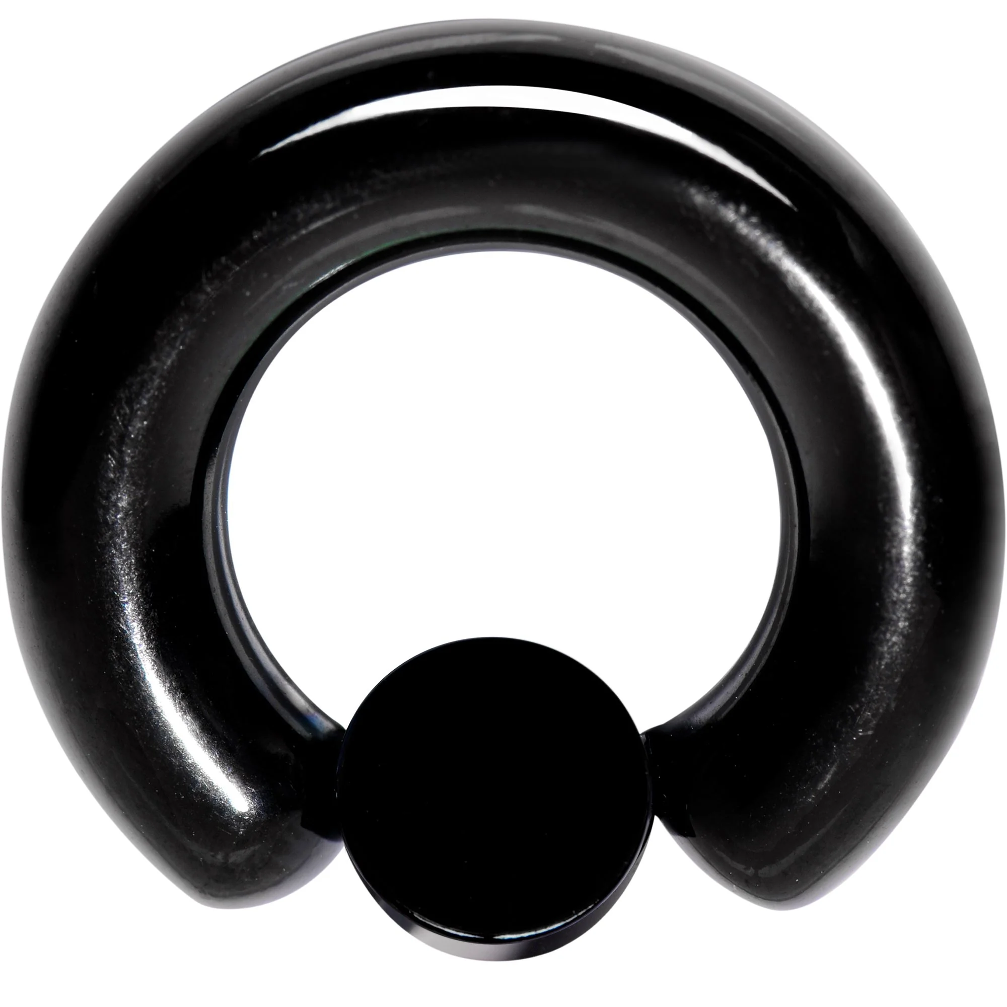 2G 9/16 White Faux Opal 8mm Disc Black IP BCR Captive Ring - Image 2
