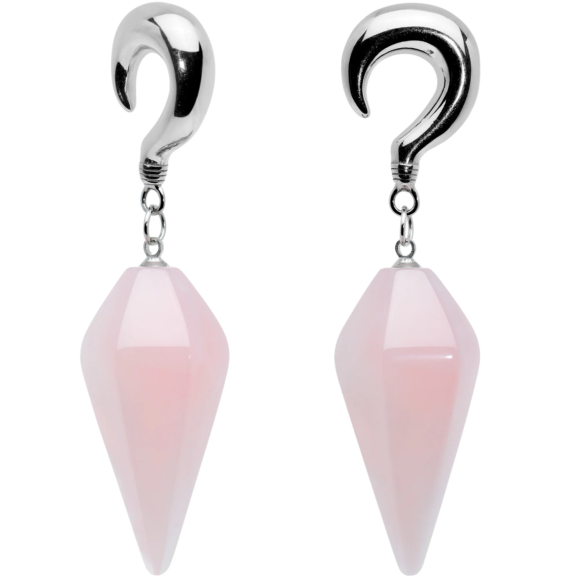 2G Pink Stone Point Curved Taper Ear Weights