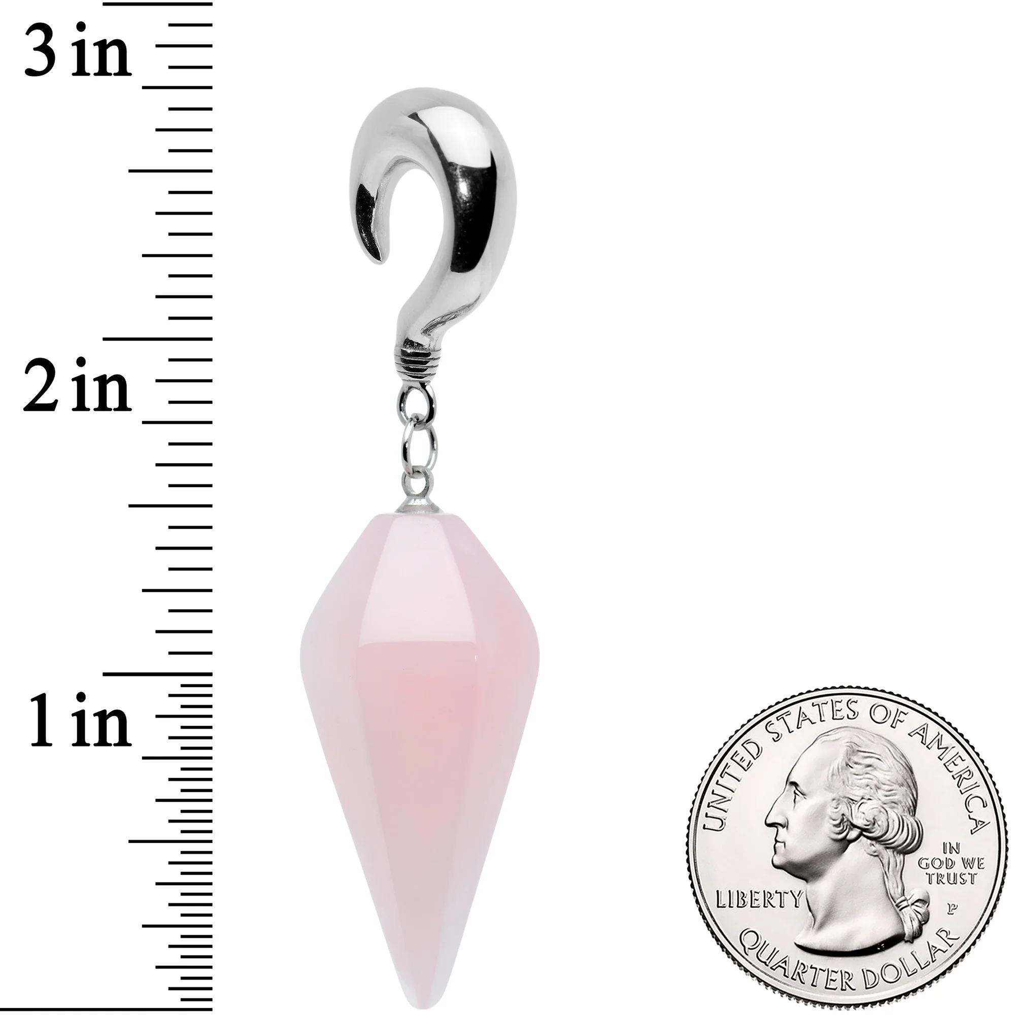2G Pink Stone Point Curved Taper Ear Weights - Image 2