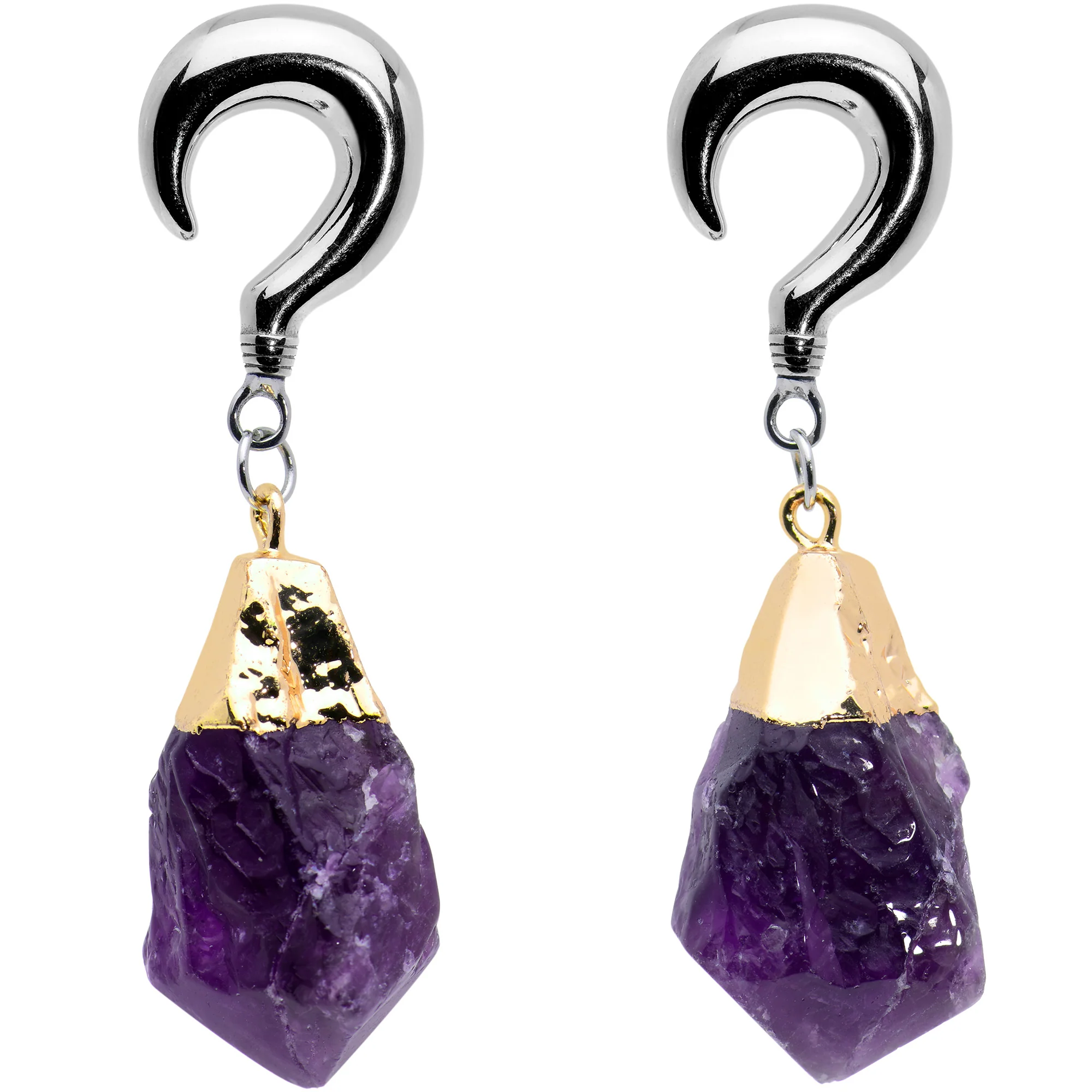 2G Purple Stone Point Curved Taper Ear Weights - Image 2