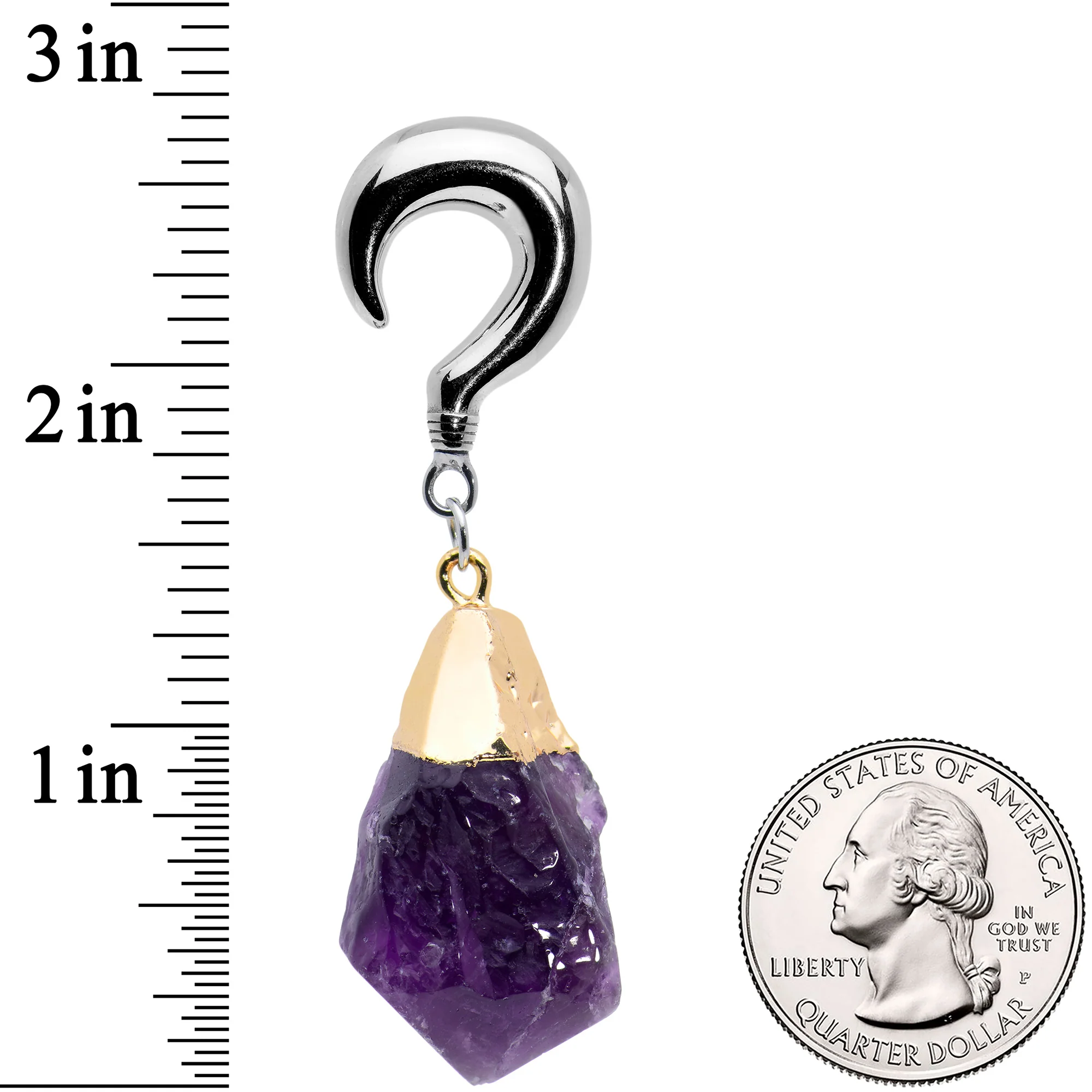 2G Purple Stone Point Curved Taper Ear Weights - Image 3