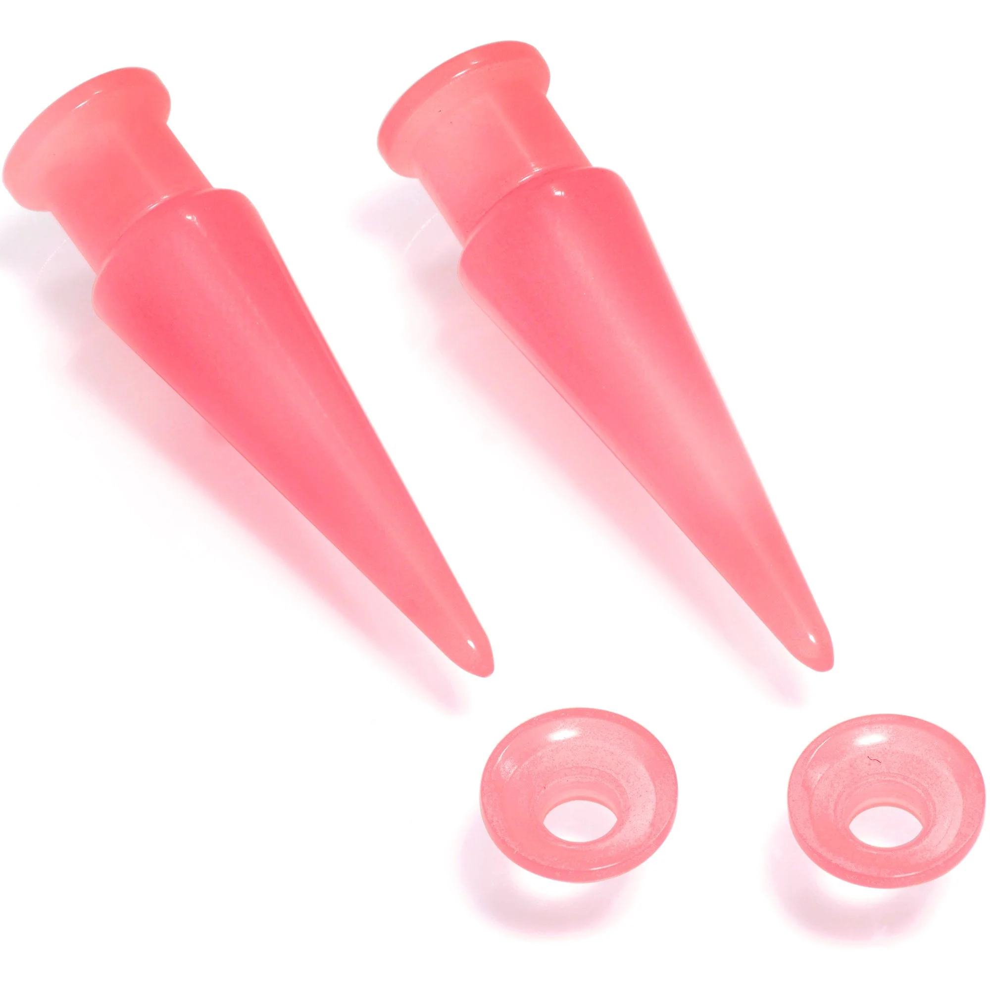 2 in 1 Pink Glow in Dark Interchangeable Screw Fit Plug and Taper Set - Image 6