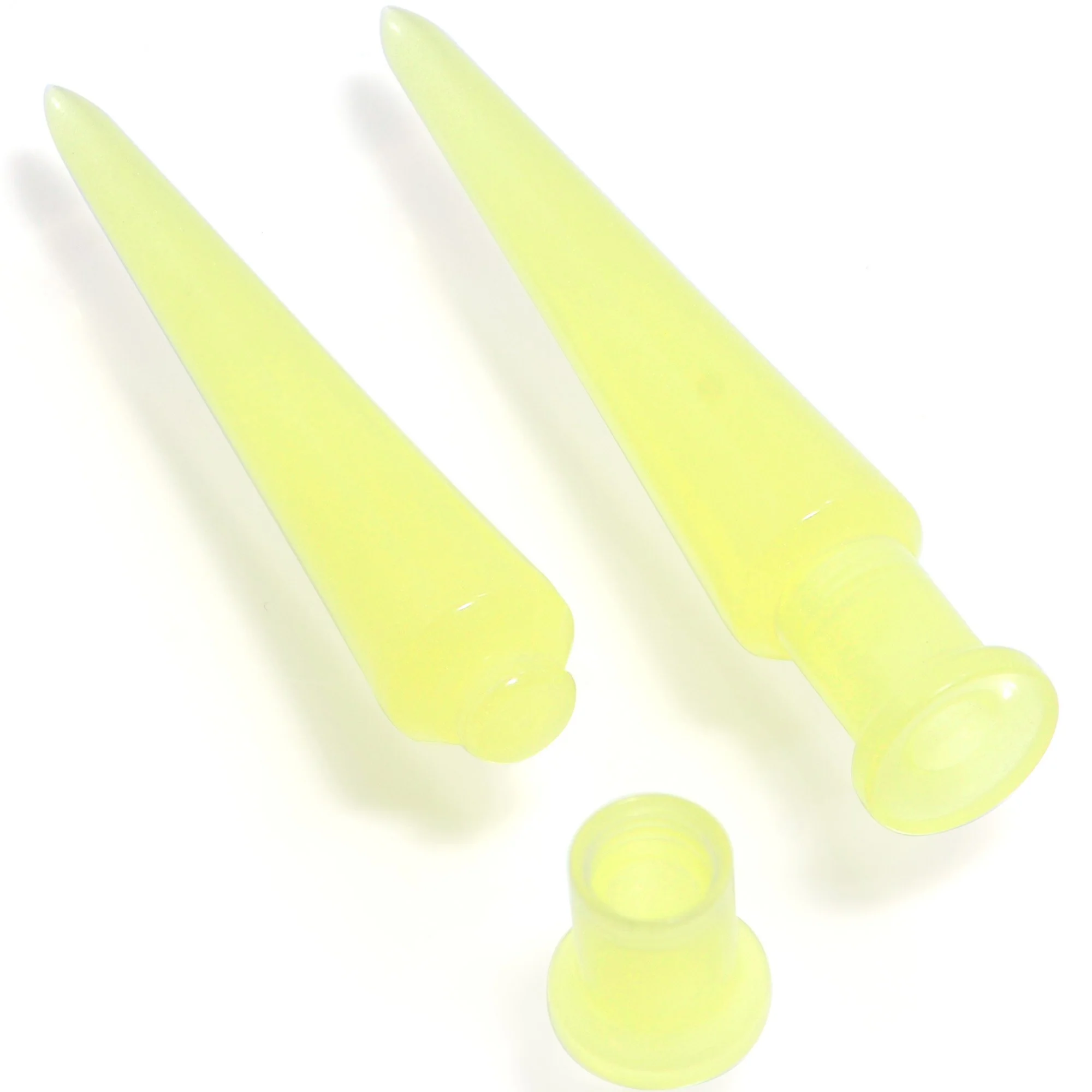 2 in 1 Yellow Glow in Dark Interchangeable Screw Fit Plug and Taper Set - Image 3