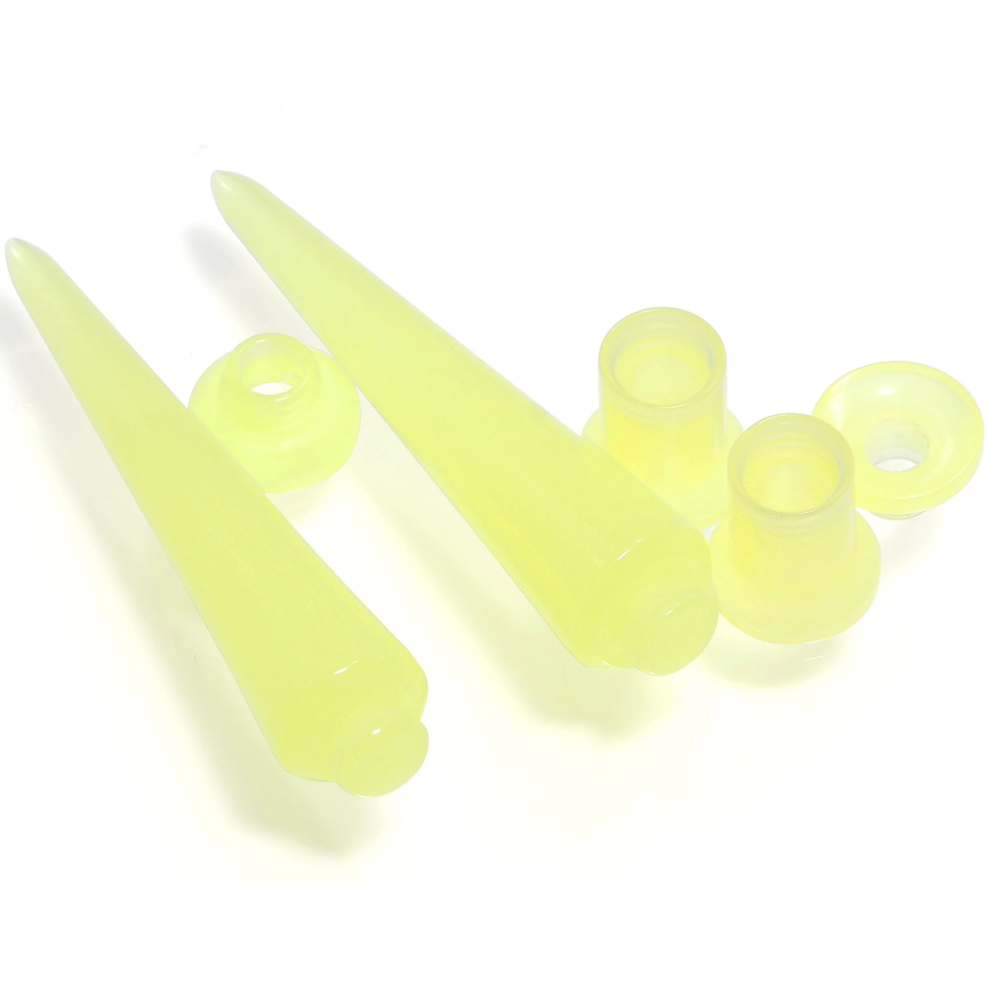 2 in 1 Yellow Glow in Dark Interchangeable Screw Fit Plug and Taper Set - Image 4
