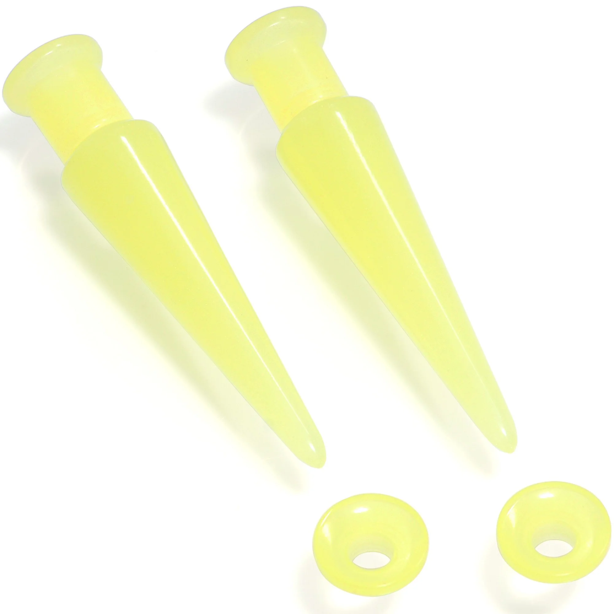 2 in 1 Yellow Glow in Dark Interchangeable Screw Fit Plug and Taper Set - Image 5