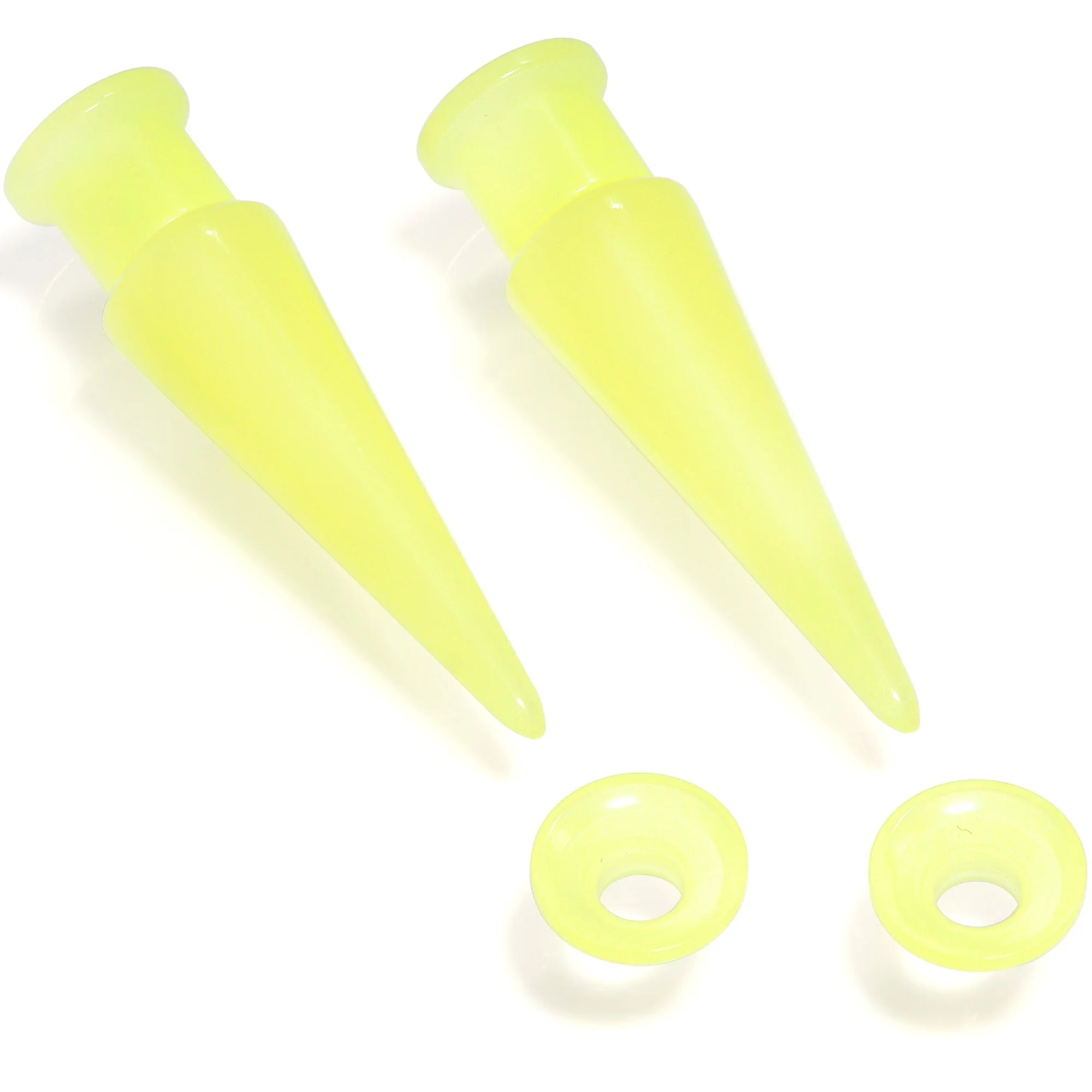 2 in 1 Yellow Glow in Dark Interchangeable Screw Fit Plug and Taper Set - Image 6