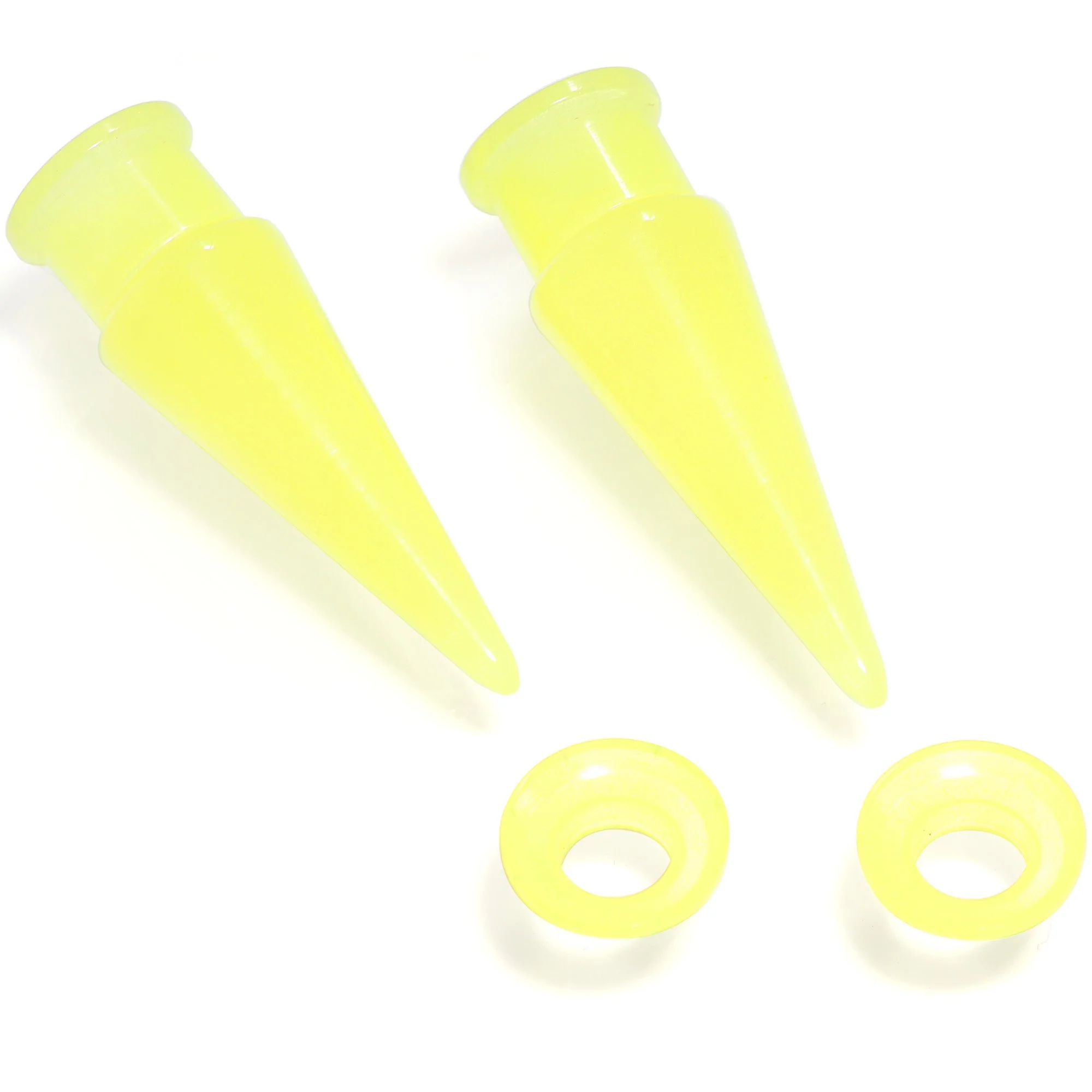 2 in 1 Yellow Glow in Dark Interchangeable Screw Fit Plug and Taper Set - Image 7
