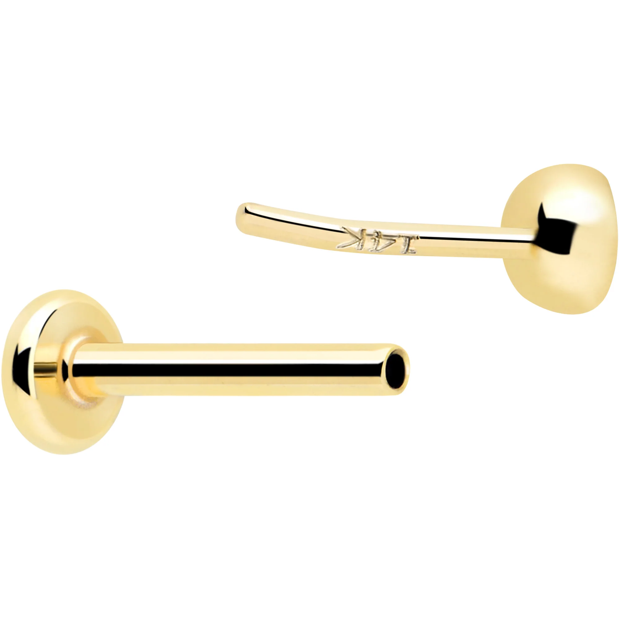 14k Solid Yellow Gold 2mm CZ Gem Threadless Push In Flat Back Stud - Image 2