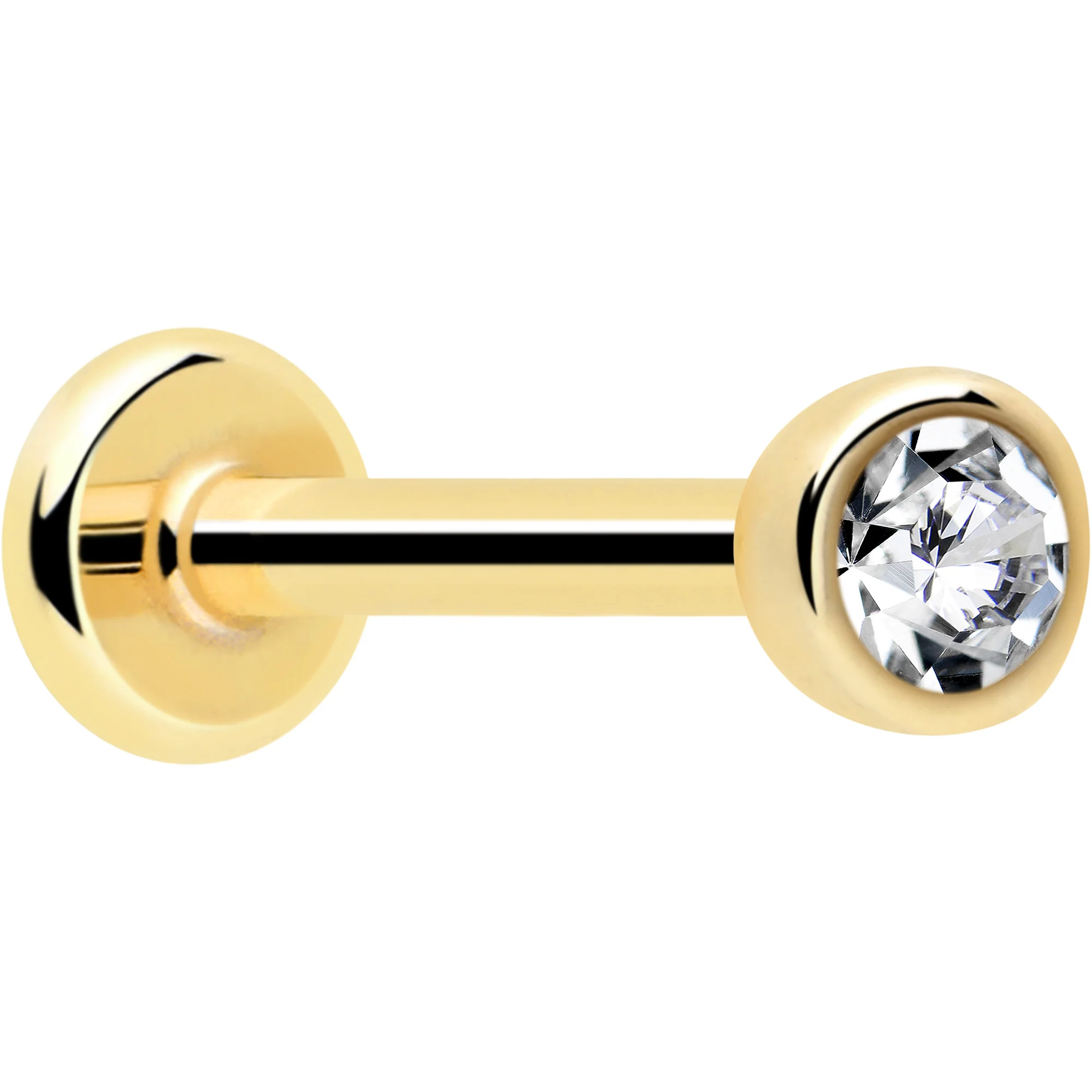 14k Solid Yellow Gold 2mm CZ Gem Threadless Push In Flat Back Stud - Image 7