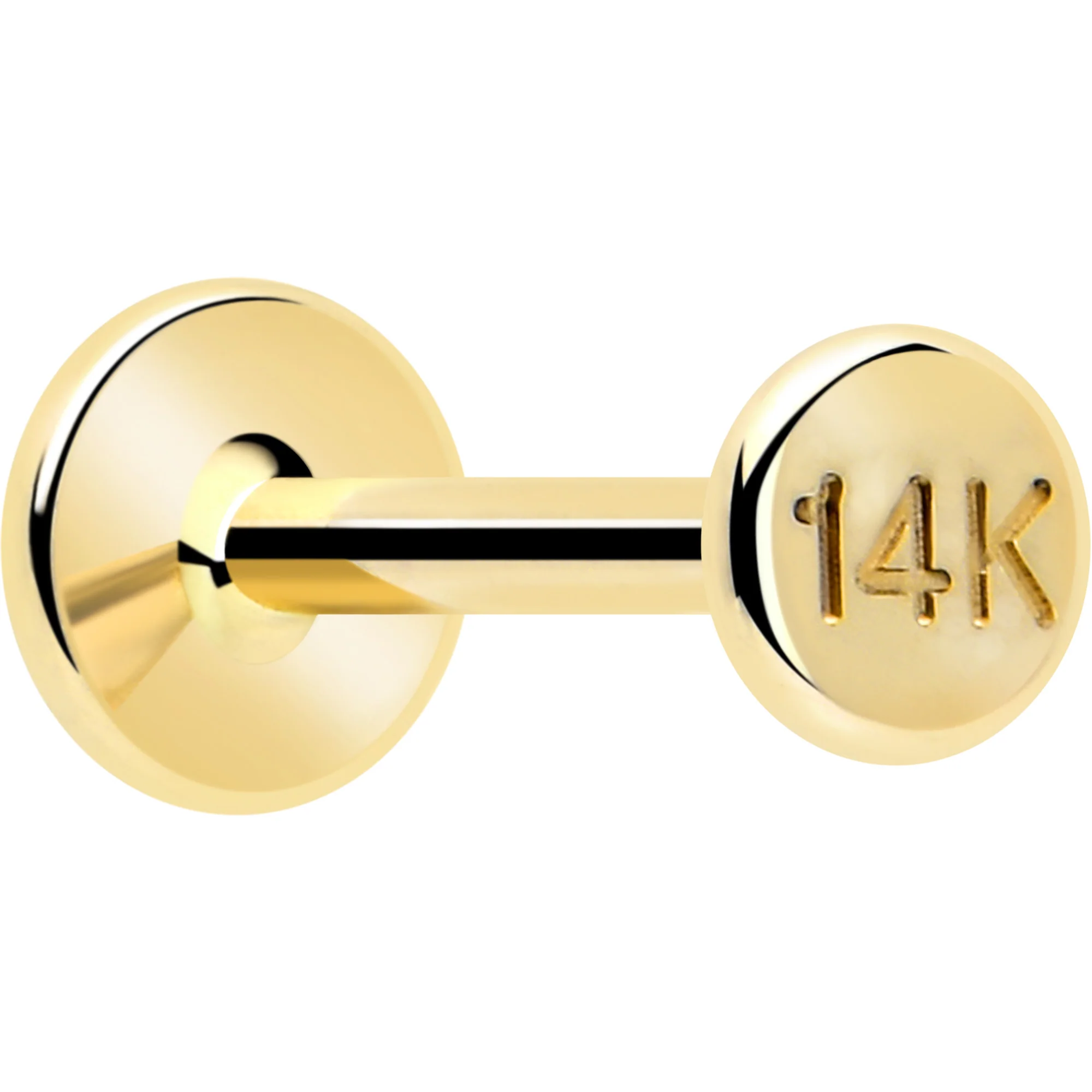 14k Solid Yellow Gold 3mm Disc Threadless Push In Flat Back Stud - Image 5