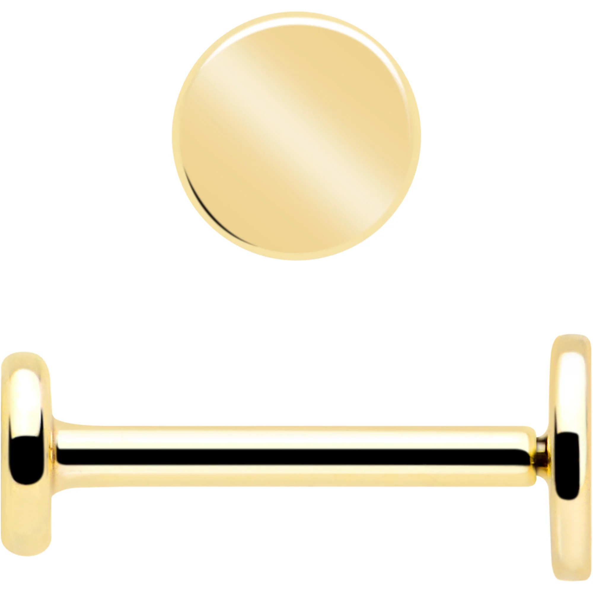 14k Solid Yellow Gold 3mm Disc Threadless Push In Flat Back Stud - Image 6