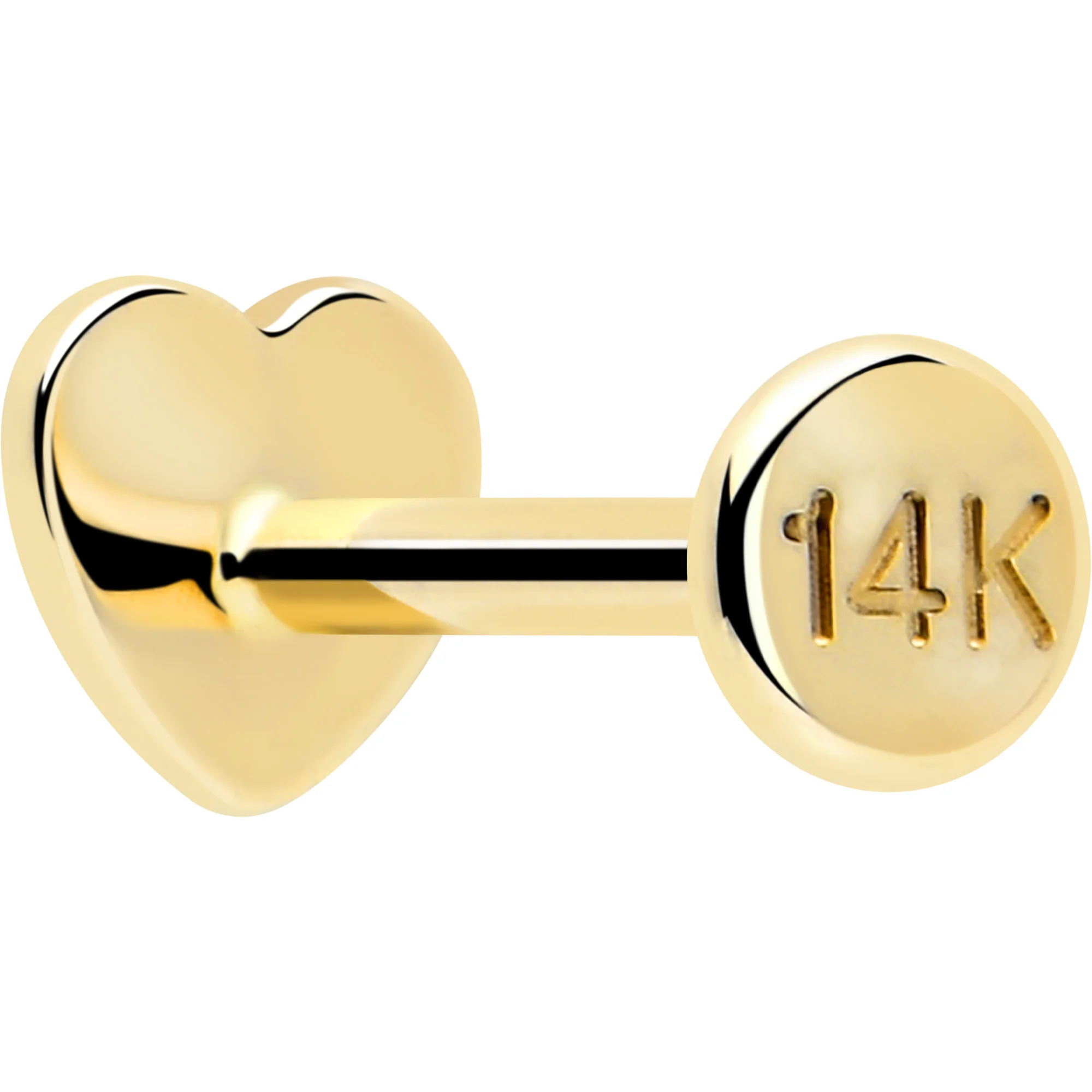 14k Solid Yellow Gold 3mm Heart Threadless Push In Flat Back Stud - Image 5