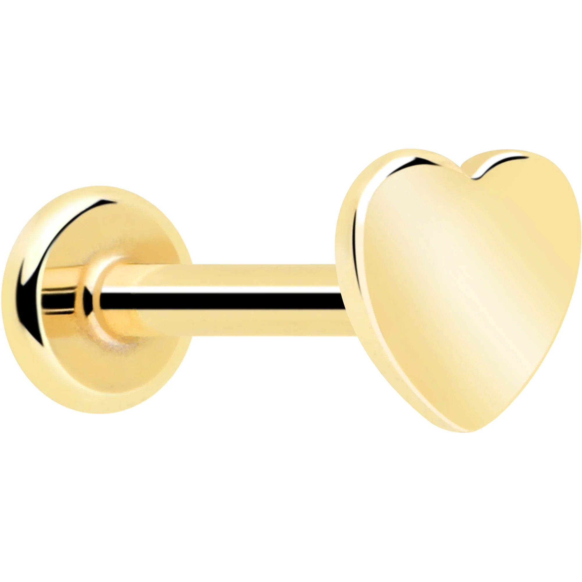 14k Solid Yellow Gold 3mm Heart Threadless Push In Flat Back Stud - Image 7