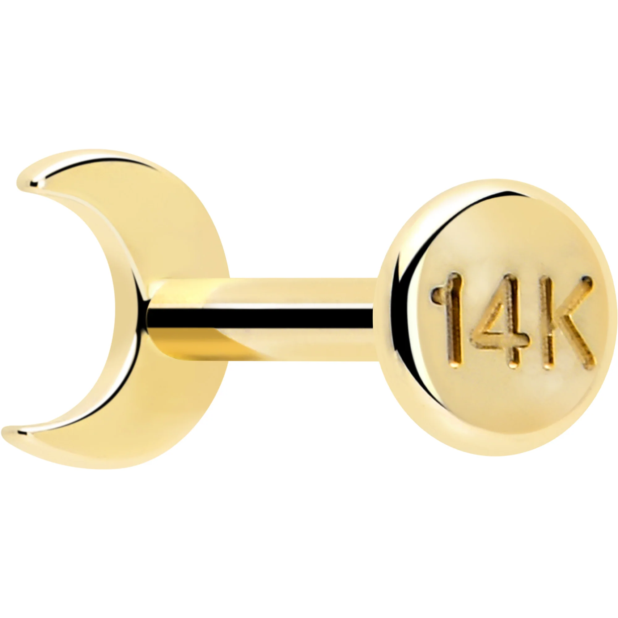 14k Solid Yellow Gold 3mm Moon Threadless Push In Flat Back Stud - Image 5