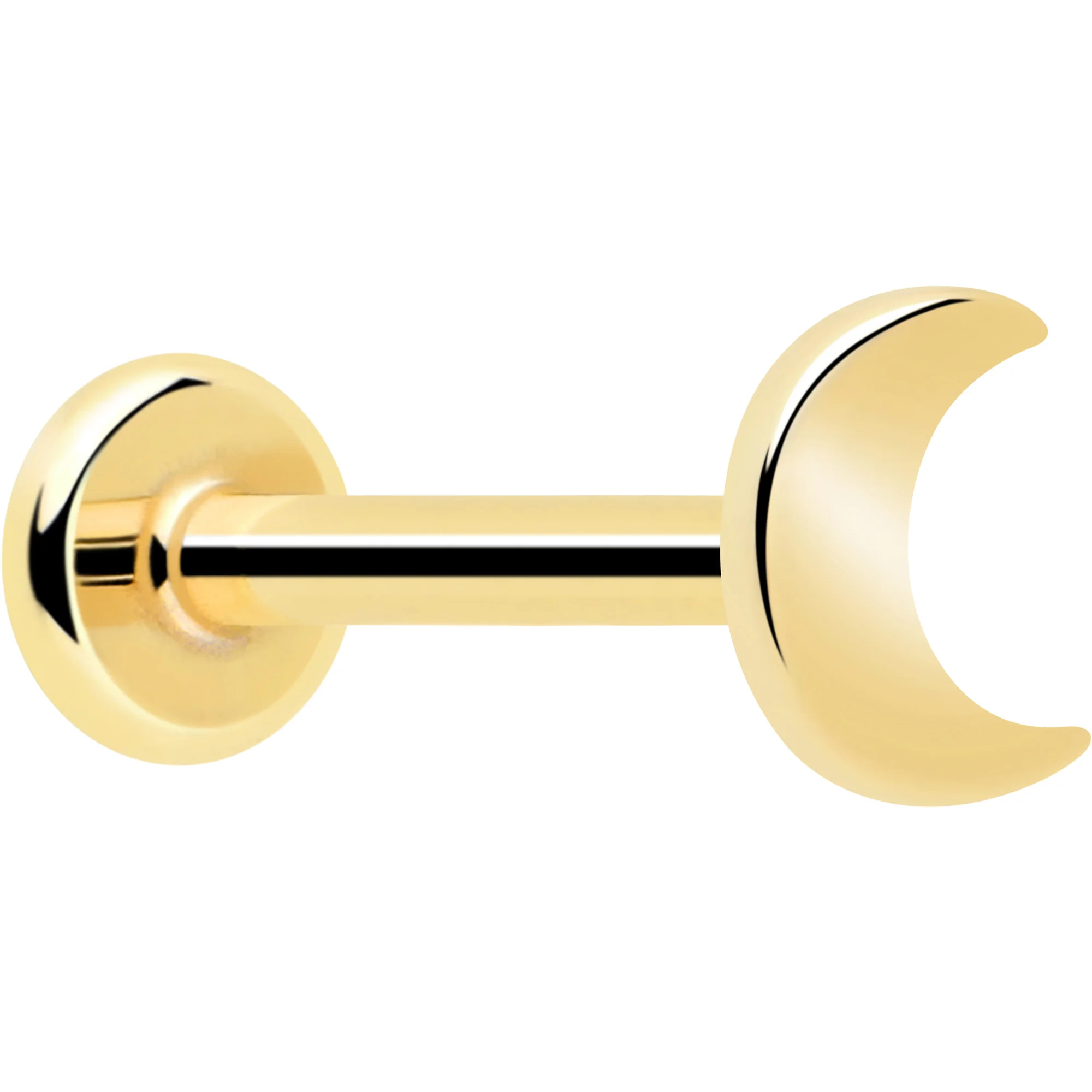 14k Solid Yellow Gold 3mm Moon Threadless Push In Flat Back Stud - Image 7