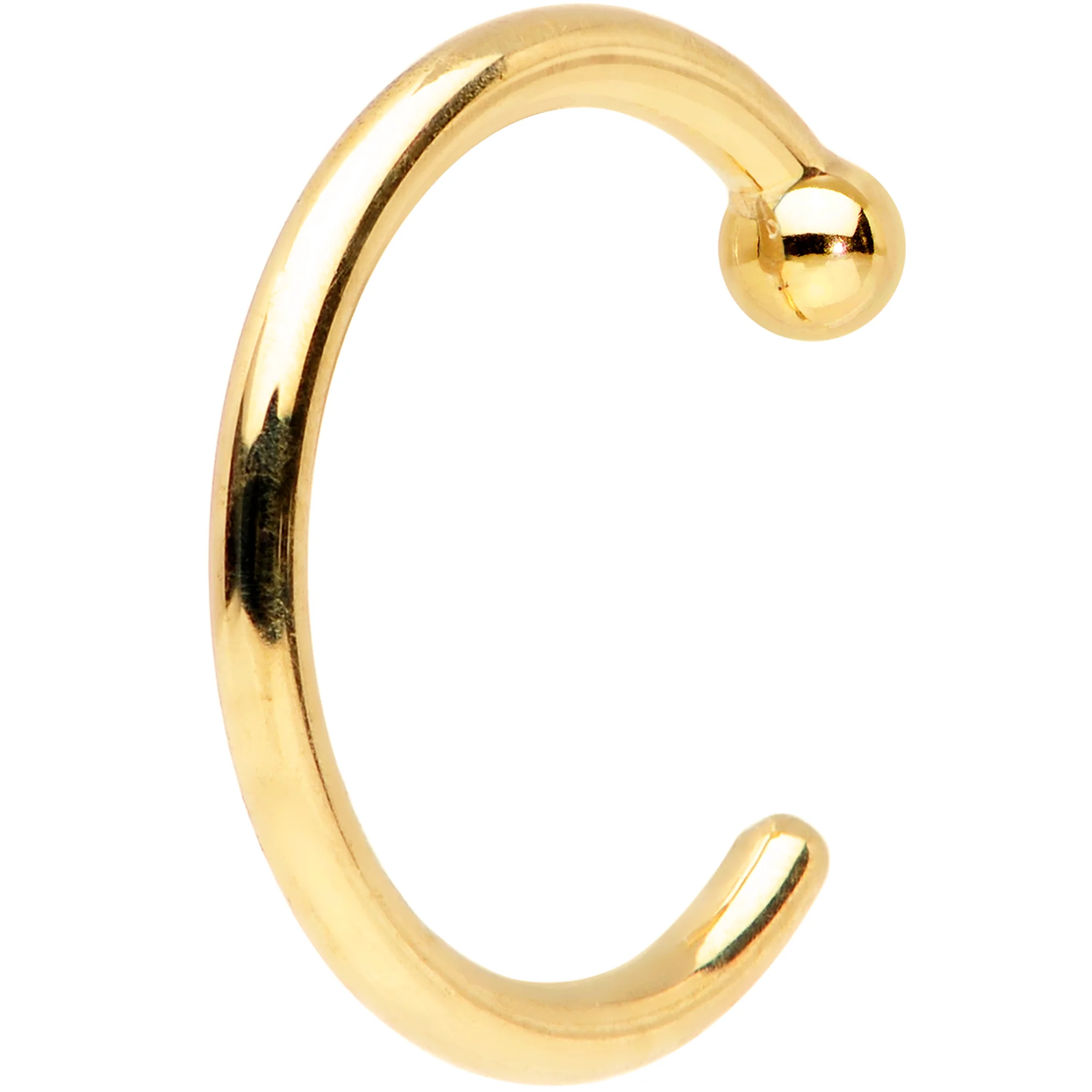 20G 1/4 18k Yellow Gold Nose Hoop - Image 3