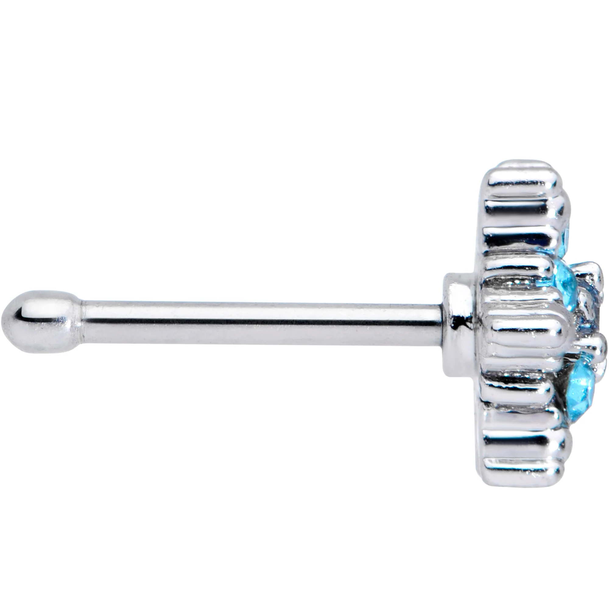 20G 1/4 Aqua CZ Gem Sassy Snowflake Christmas Nose Bone - Image 3