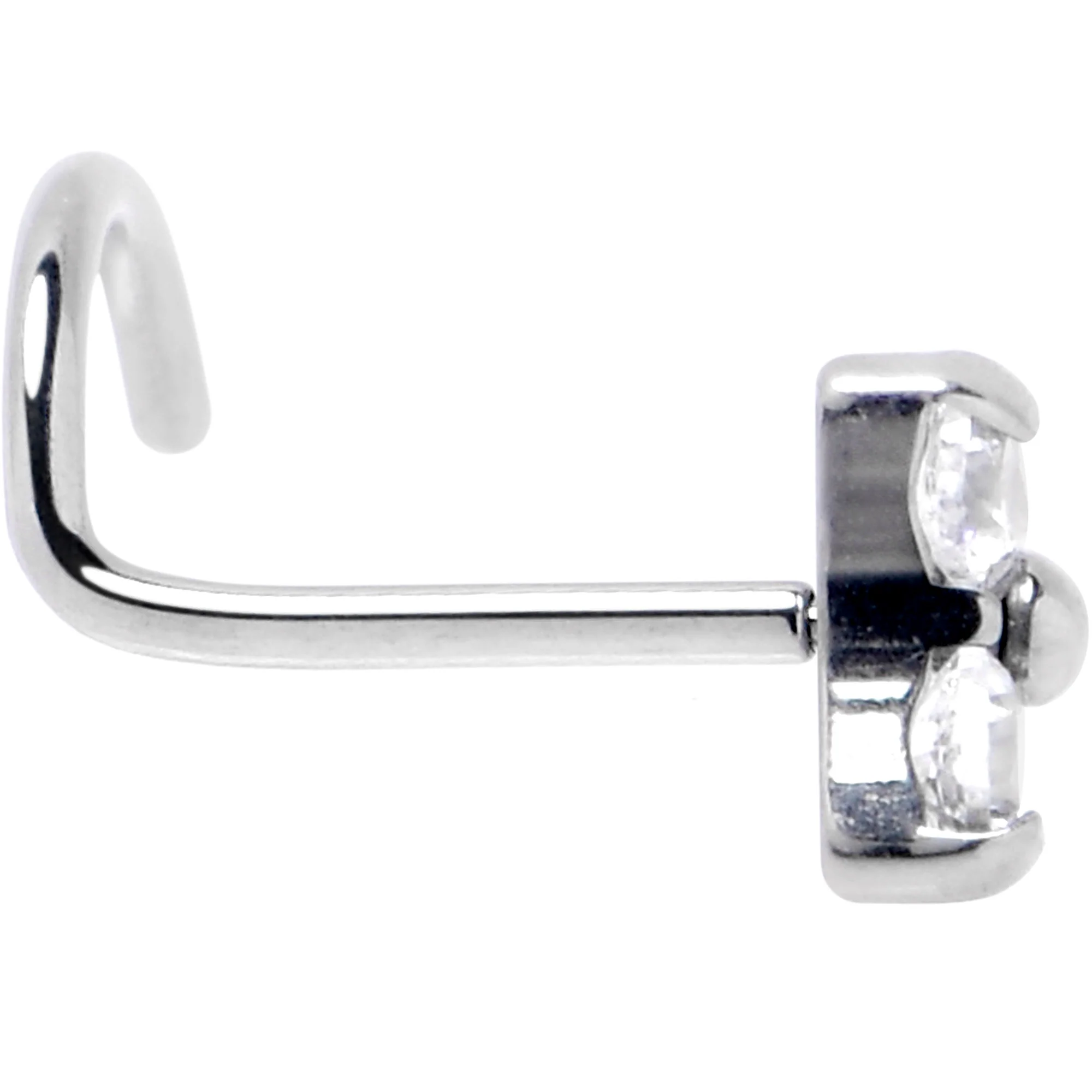 20G 1/4 ASTM Clear CZ Gem F-136 Titanium Threadless Left Nose Screw - Image 4