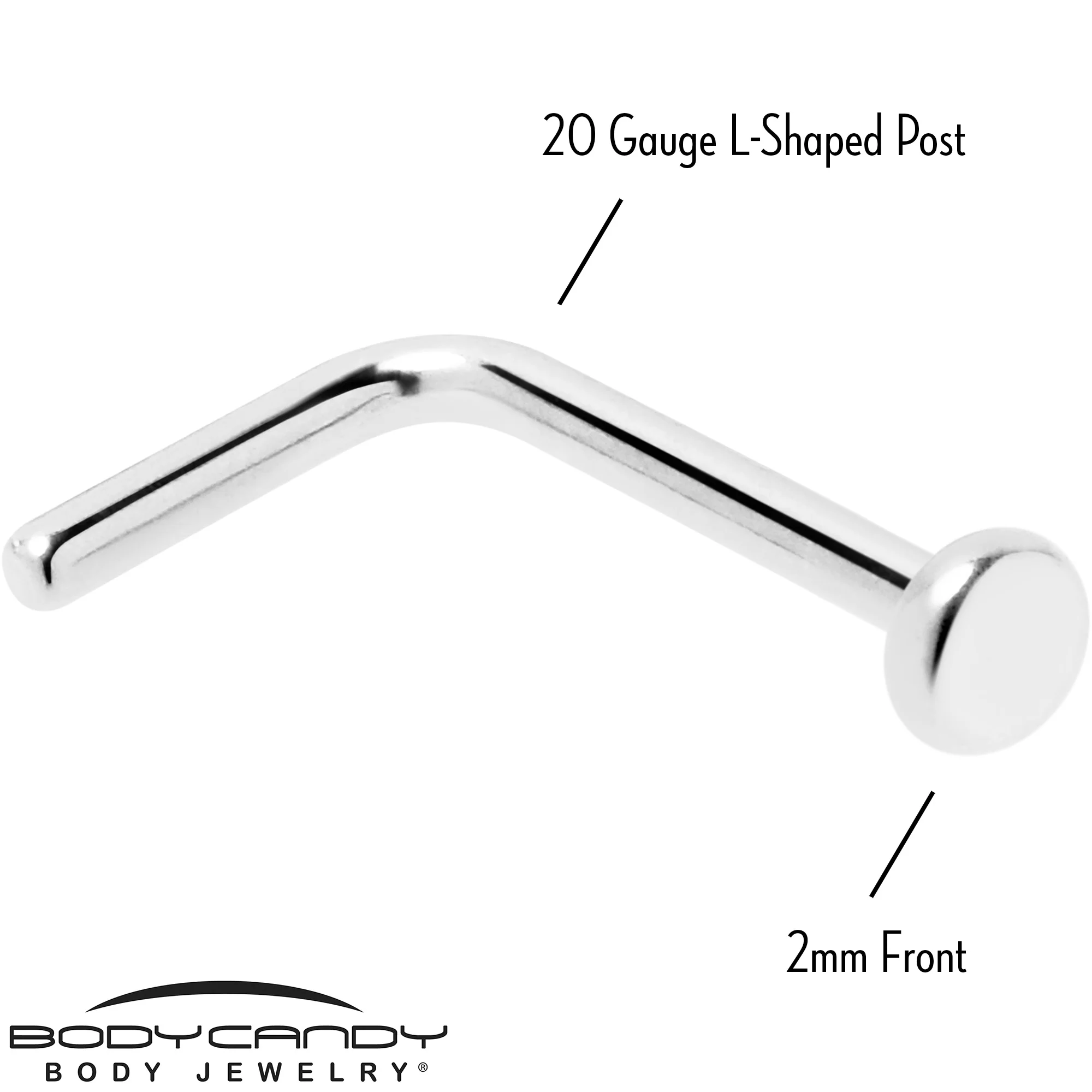 20G 1/4 ASTM F-136 Implant Grade Titanium 2mm Disc End L Shape Nose Ring - Image 4