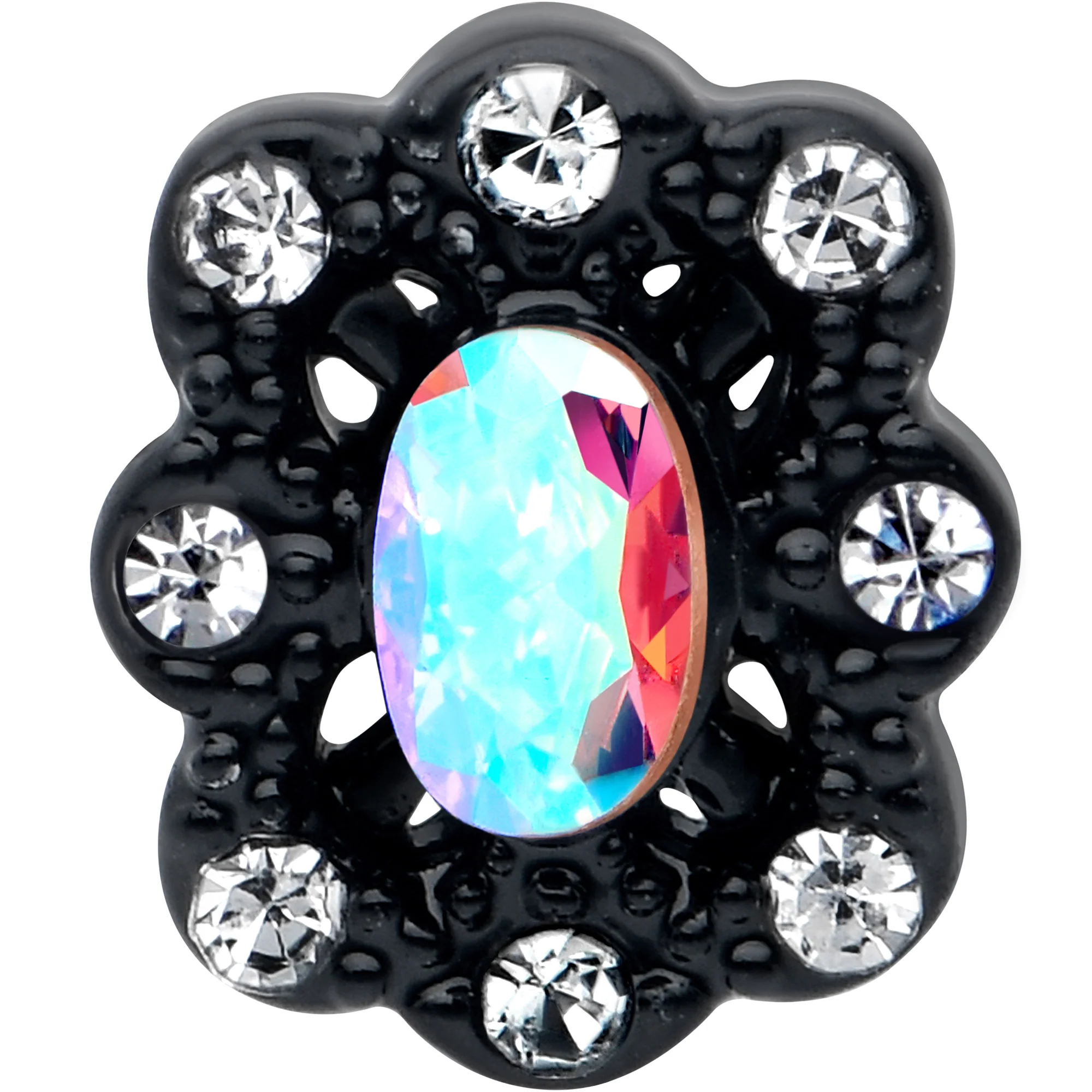 20G 1/4 Aurora Gem Black Filigree Fantasy Nose Bone - Image 3
