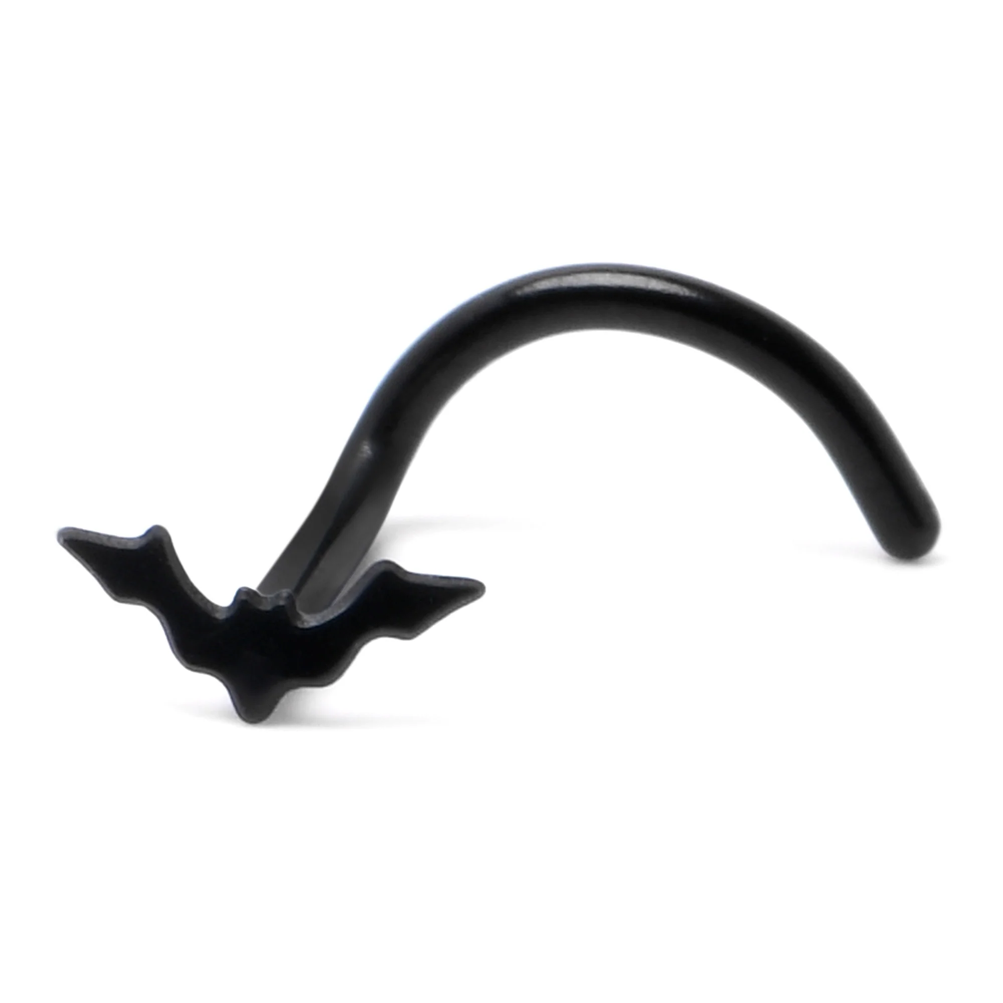 20G 1/4 Black Anodized Itty Bitty Bat Left Side Nose Screw - Image 6