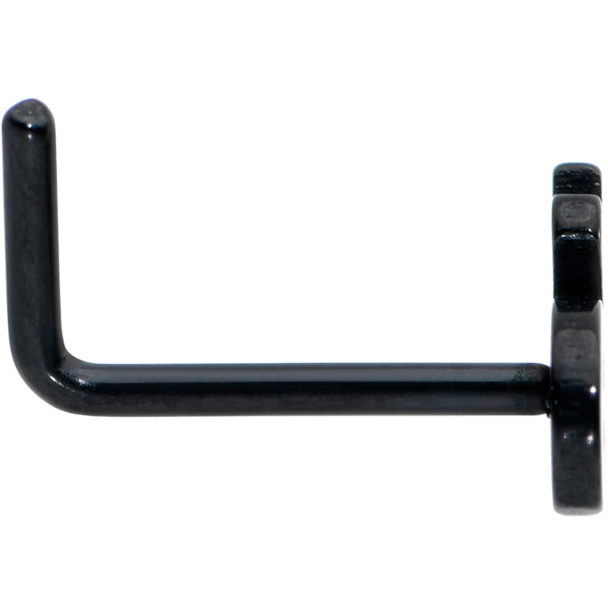 20G 1/4 Black Anodized Skull Halloween L Shape Nose Ring - Image 3
