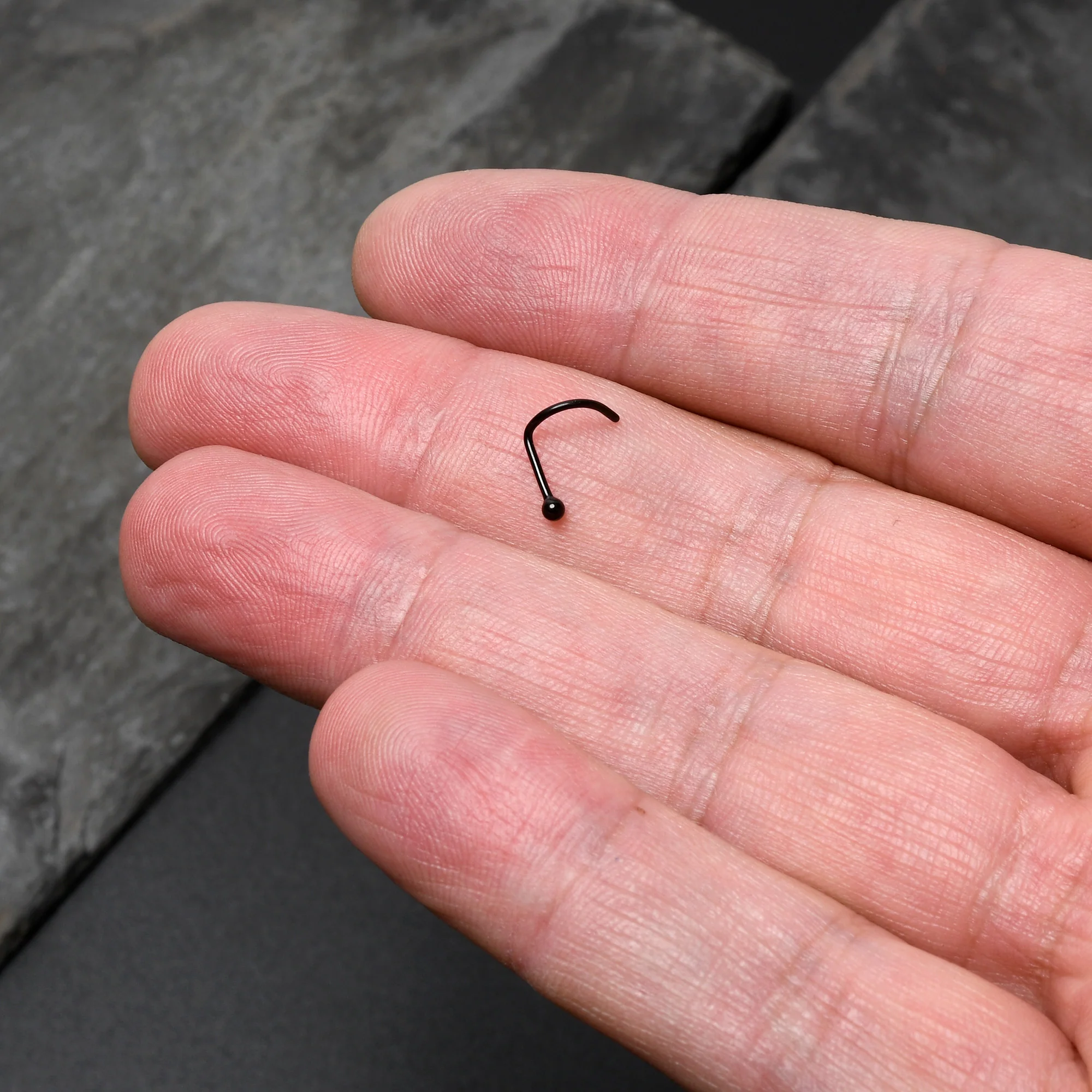 20G 1/4 Black ASTM F-136 Implant Grade Titanium Ball End Left Side Nose Screw - Image 3
