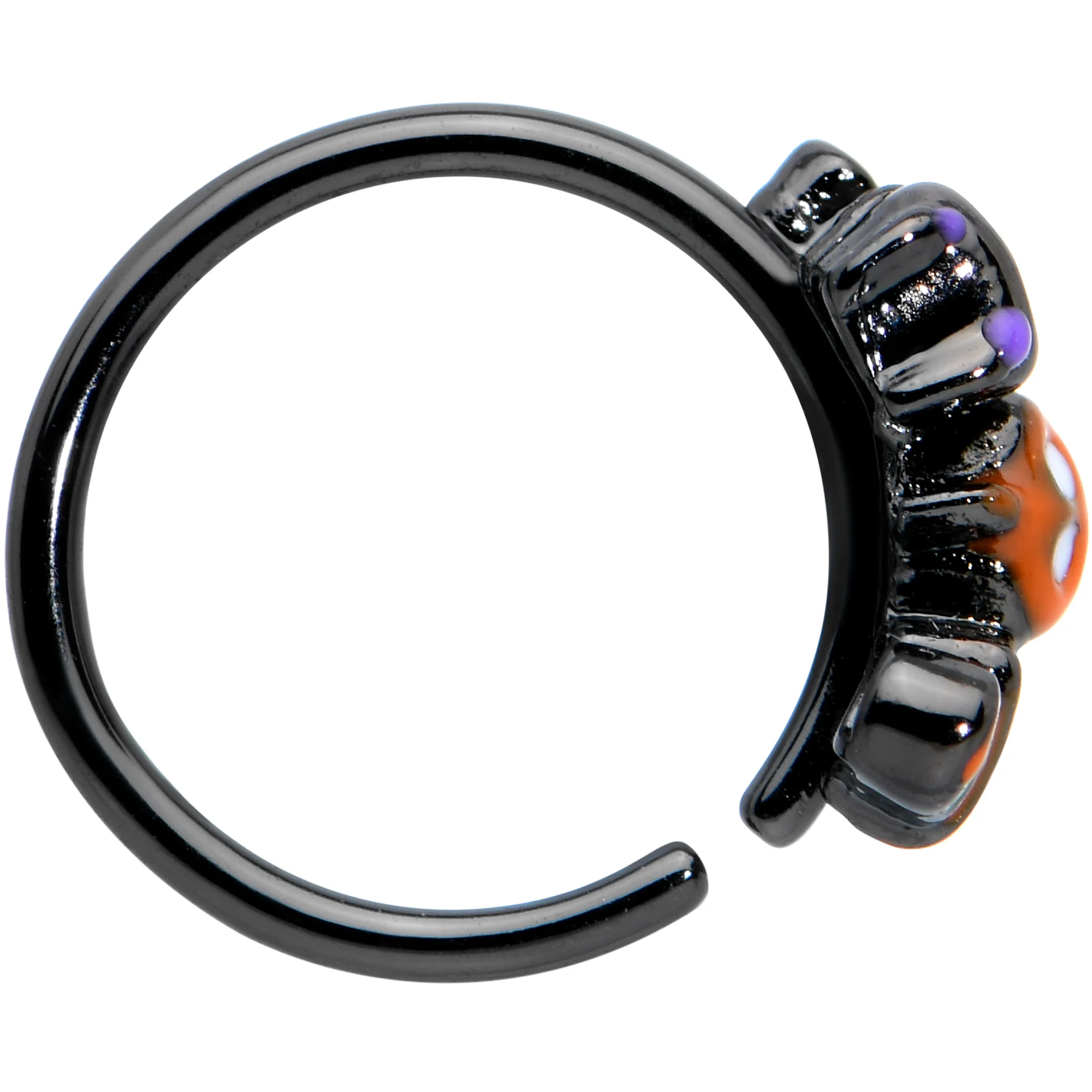 20G 1/4 Black Boo Party Halloween Nose Hoop - Image 3