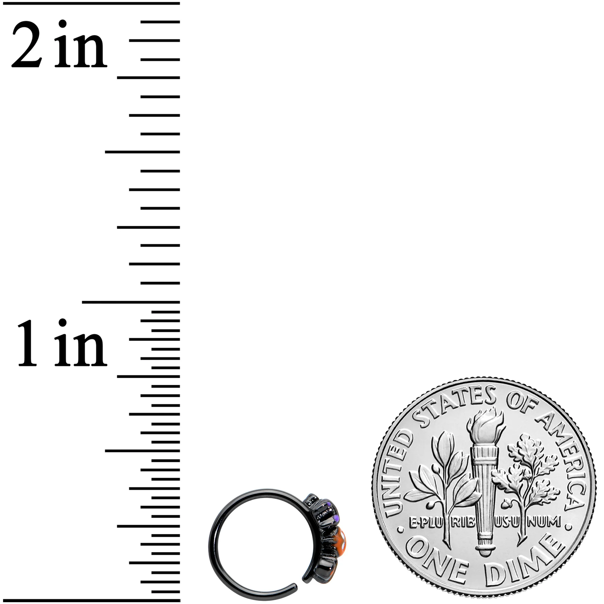 20G 1/4 Black Boo Party Halloween Nose Hoop - Image 4