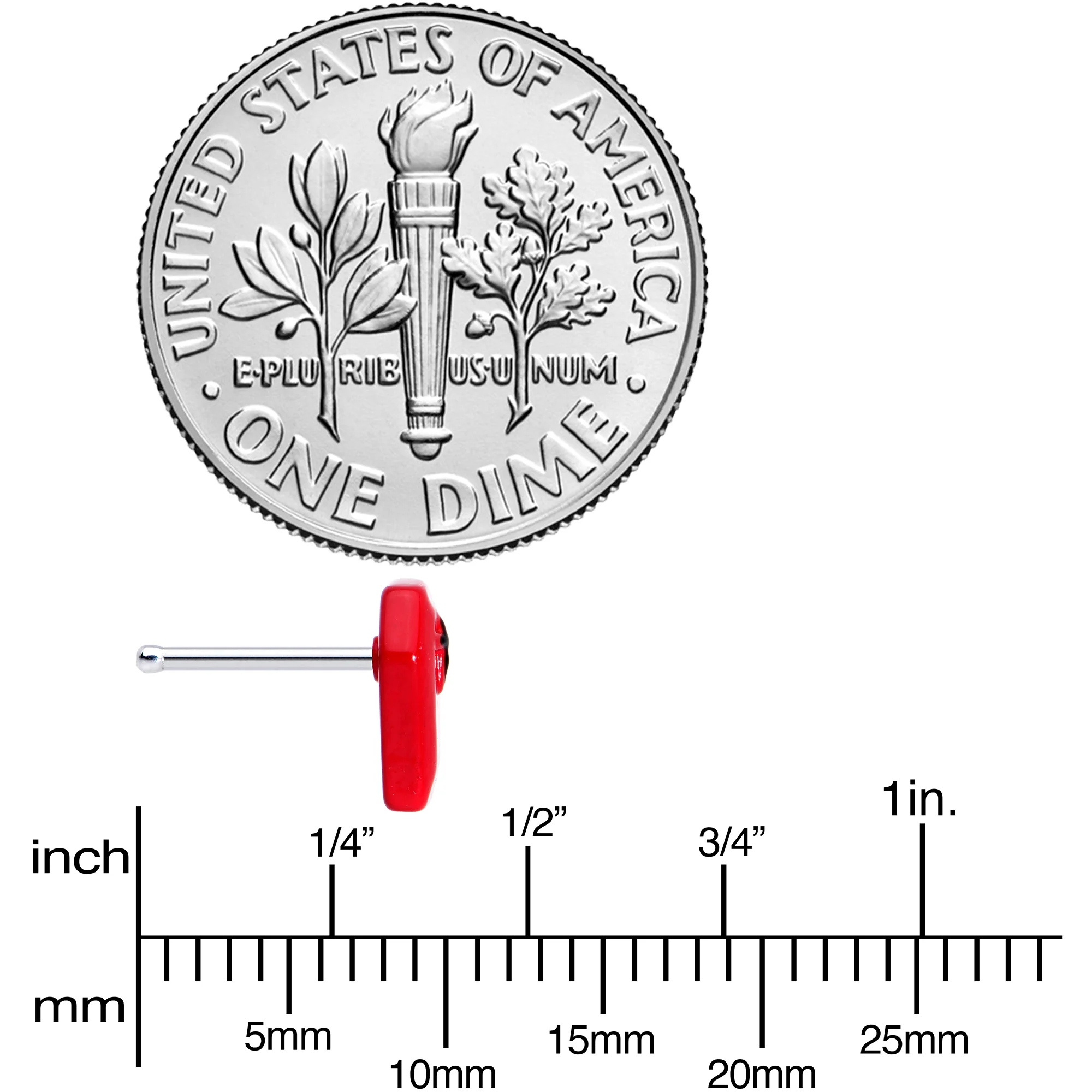 20G 1/4 Black Cross Red Coffin Halloween Nose Bone - Image 4