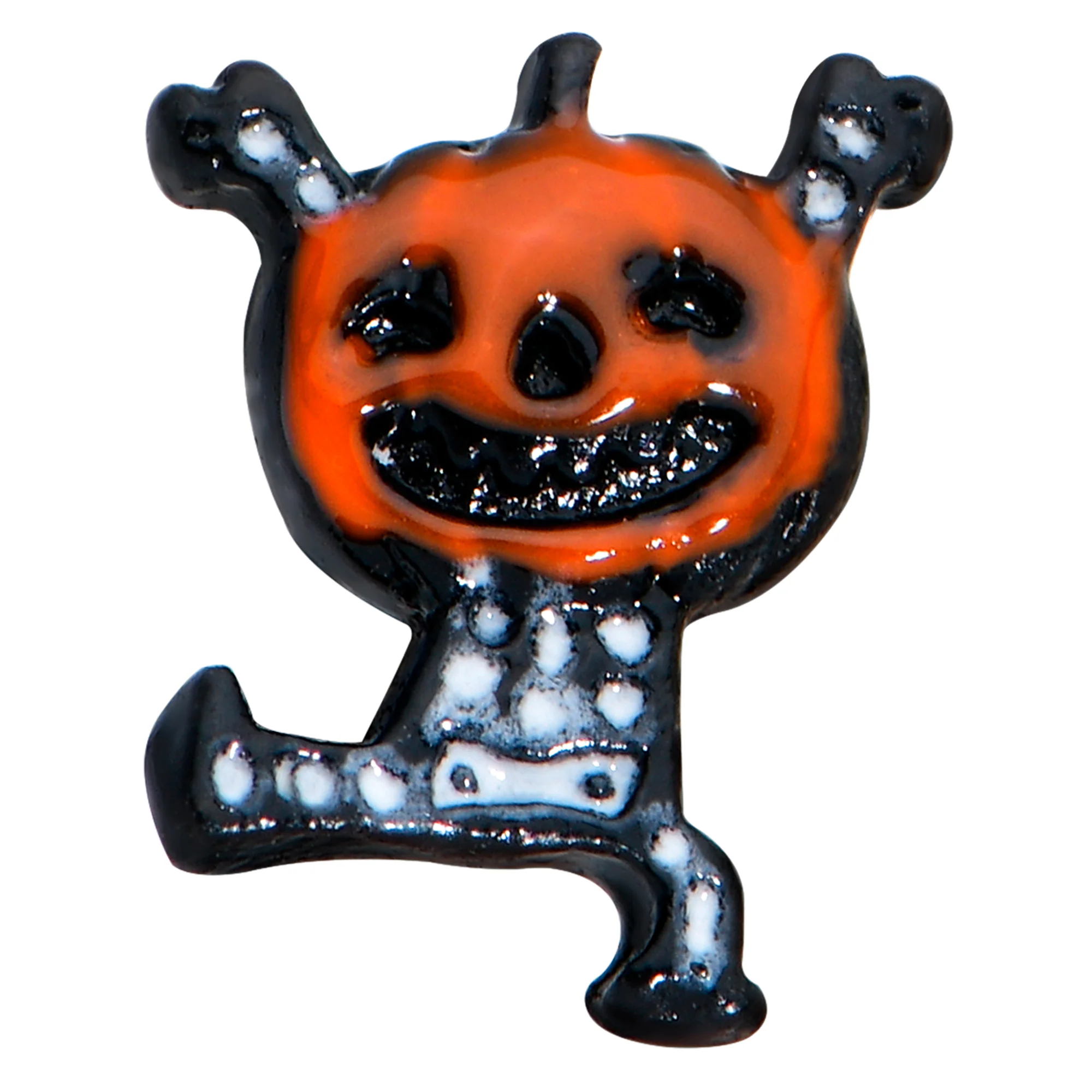 20G 1/4 Black Dancing Skeleton Pumpkin Halloween Nose Bone - Image 2