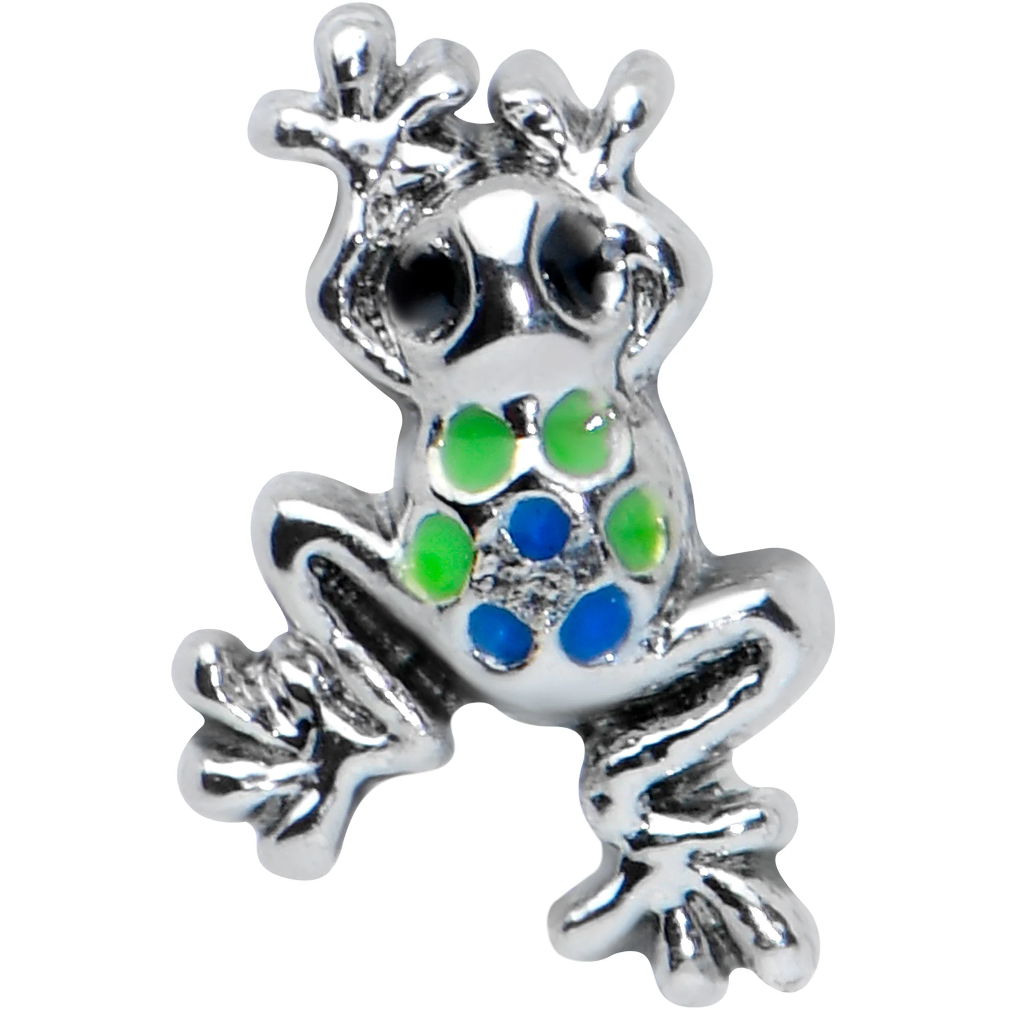 20G 1/4 Black Gem Polka Dot Blue Green Frog Nose Bone - Image 2