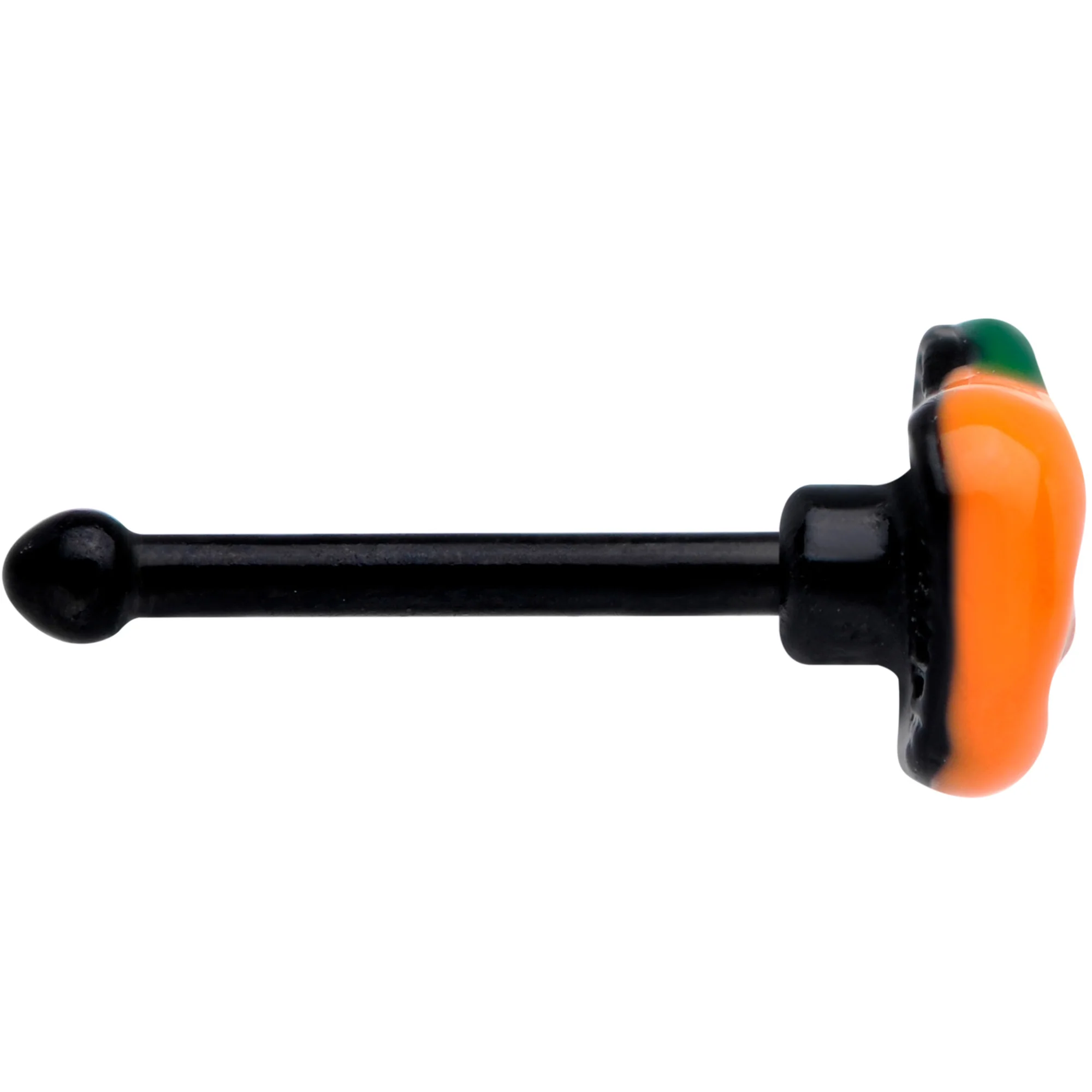 20G 1/4 Black Happy Little Pumpkin Halloween Nose Bone - Image 3