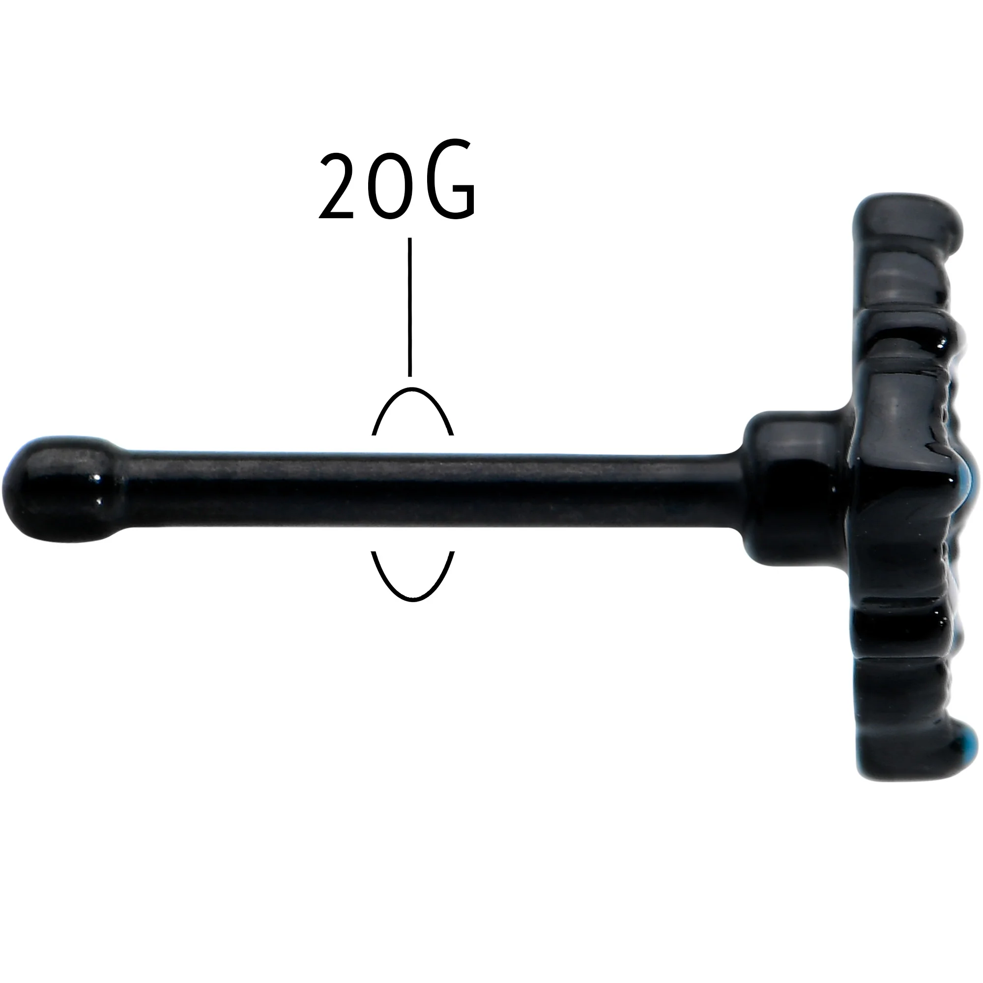 20G 1/4 Black Lacy Rhombus Nose Bone - Image 5