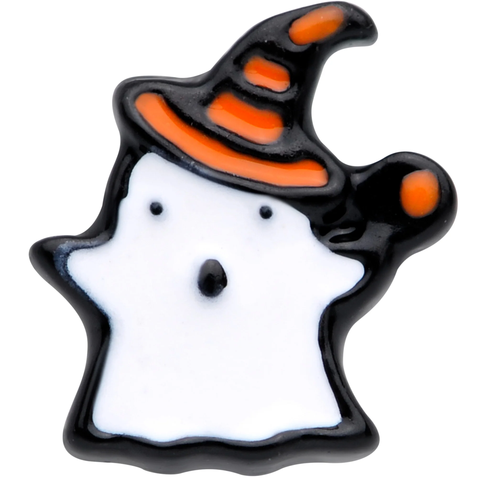 20G 1/4 Black Striped Hat Candy Ghost Halloween Nose Bone - Image 2