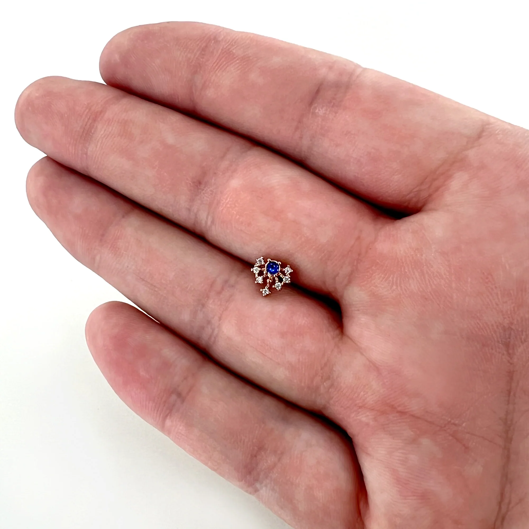 20G 1/4 Blue Clear Gem Rose Gold Tone Glamour Flare Nose Bone - Image 8