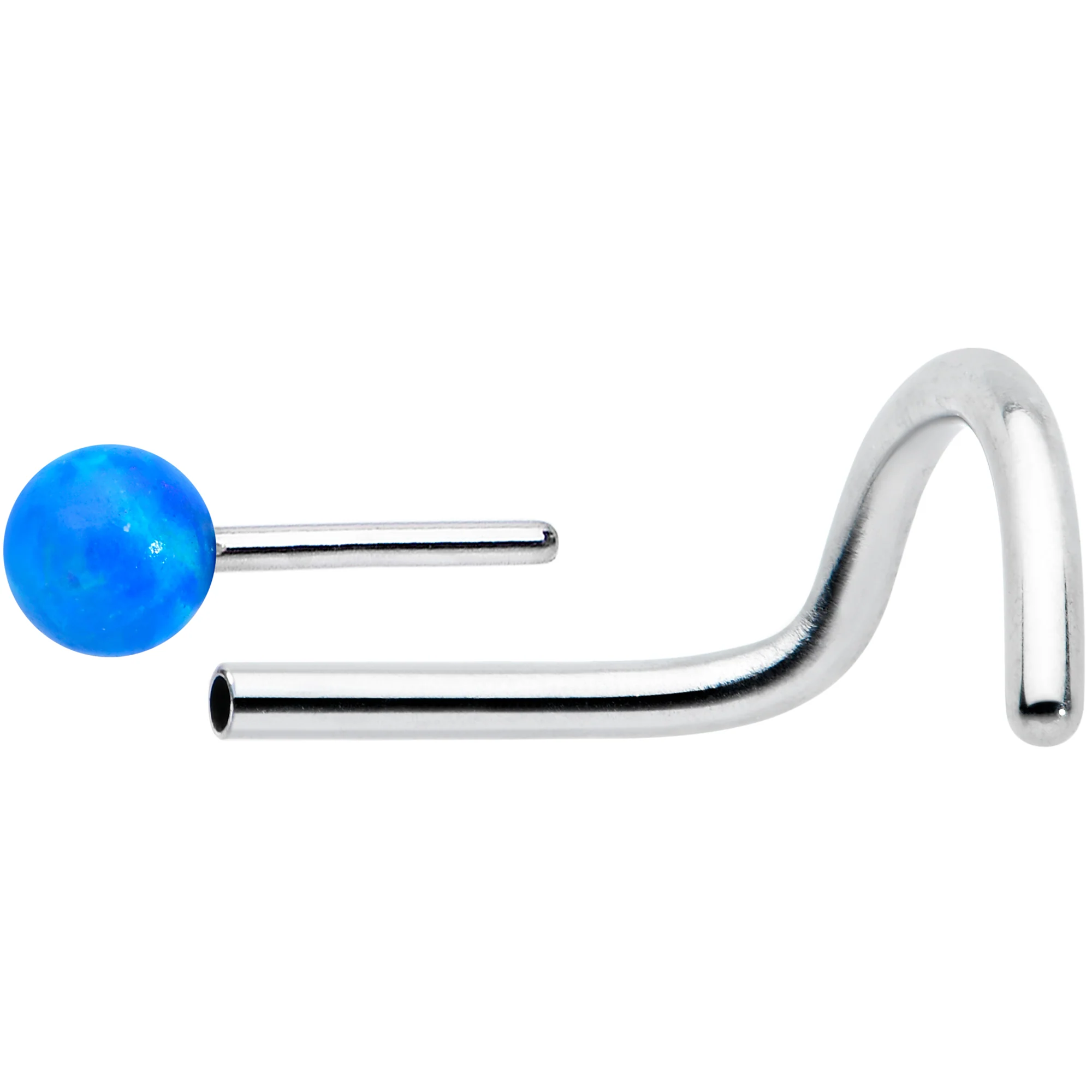 20G 1/4 Blue Synth Opal G23 Titanium Threadless Left Nose Screw - Image 8