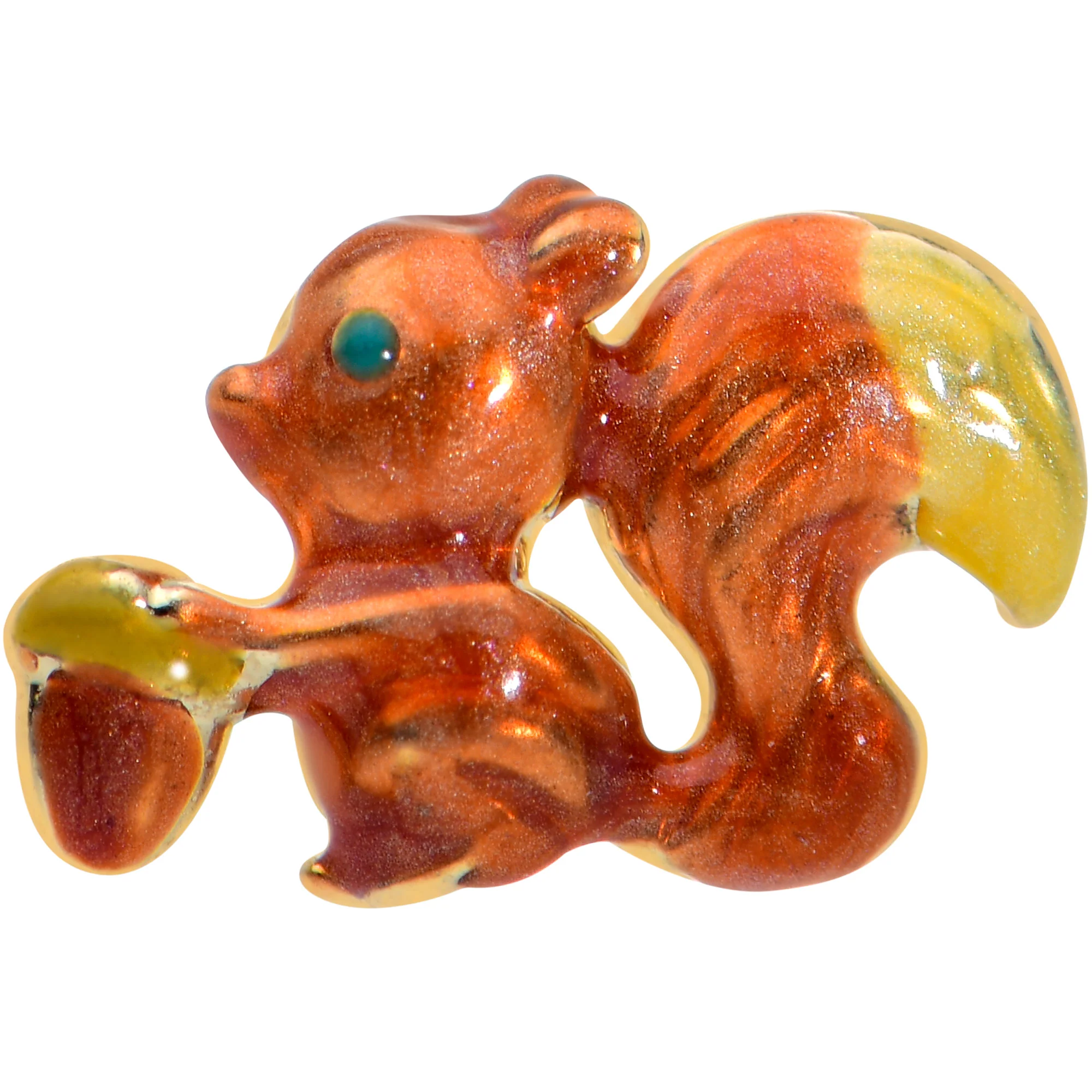 20G 1/4 Brown Happy Squirrel Acorn Nose Bone - Image 2