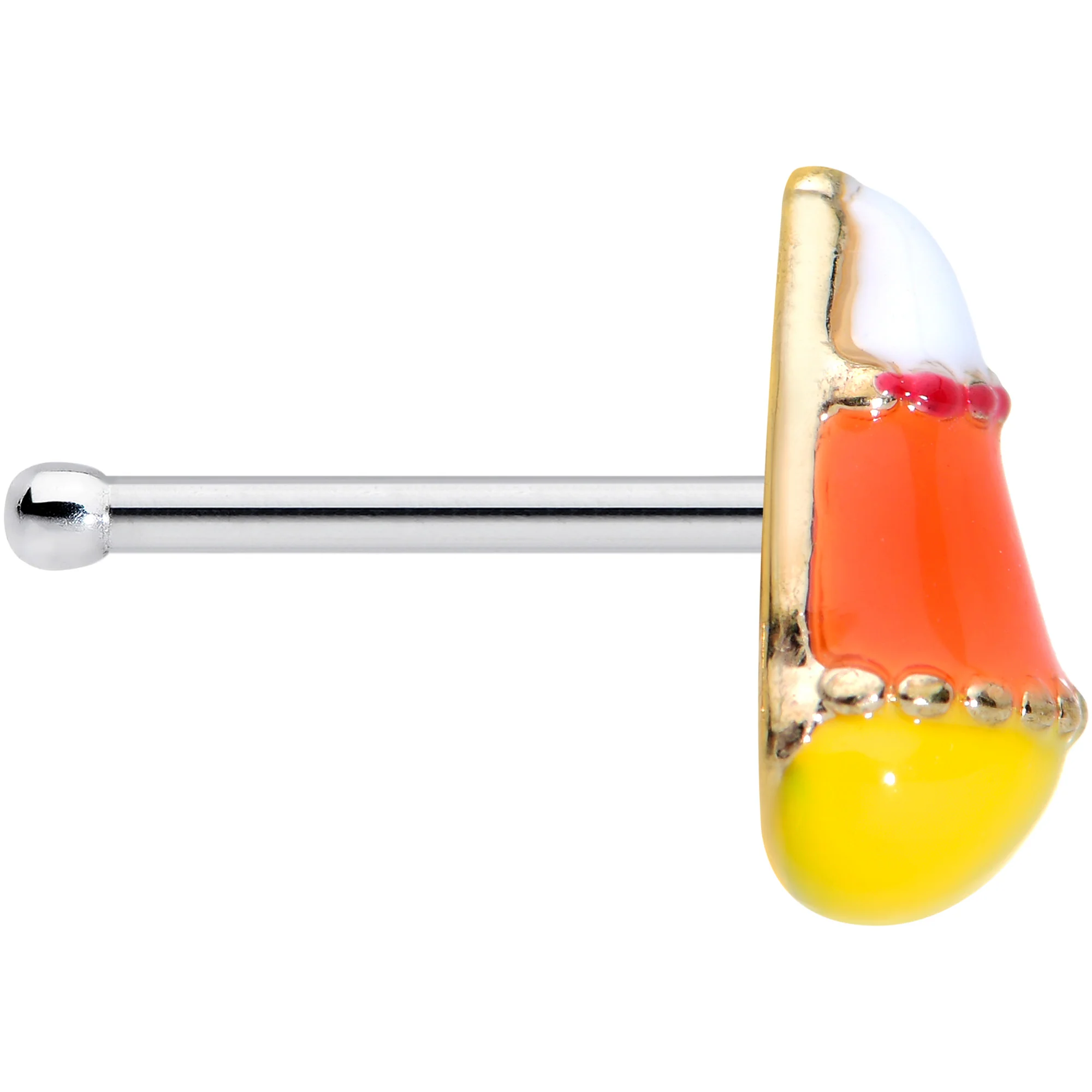 20G 1/4 Candy Corn Halloween Nose Bone - Image 3