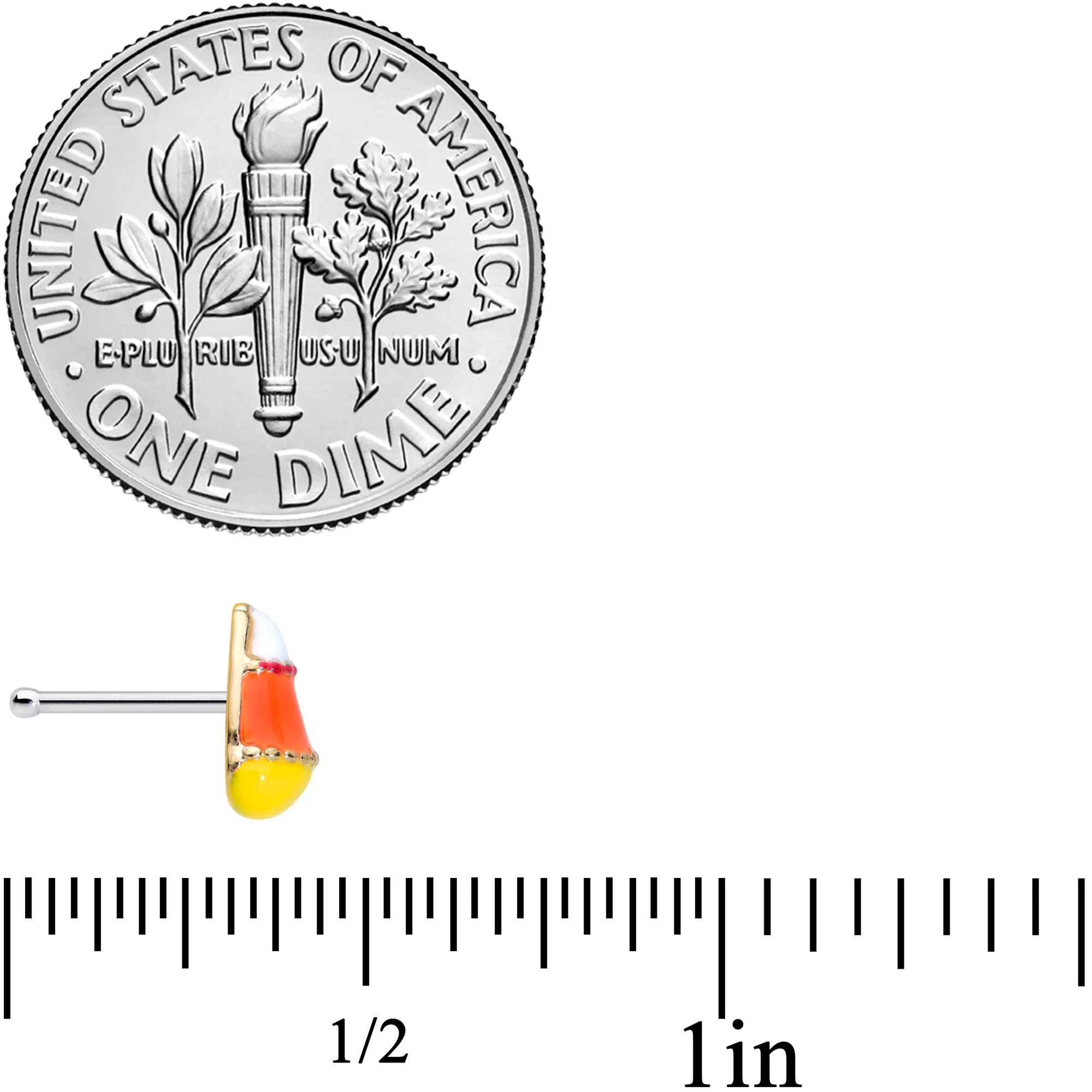 20G 1/4 Candy Corn Halloween Nose Bone - Image 4