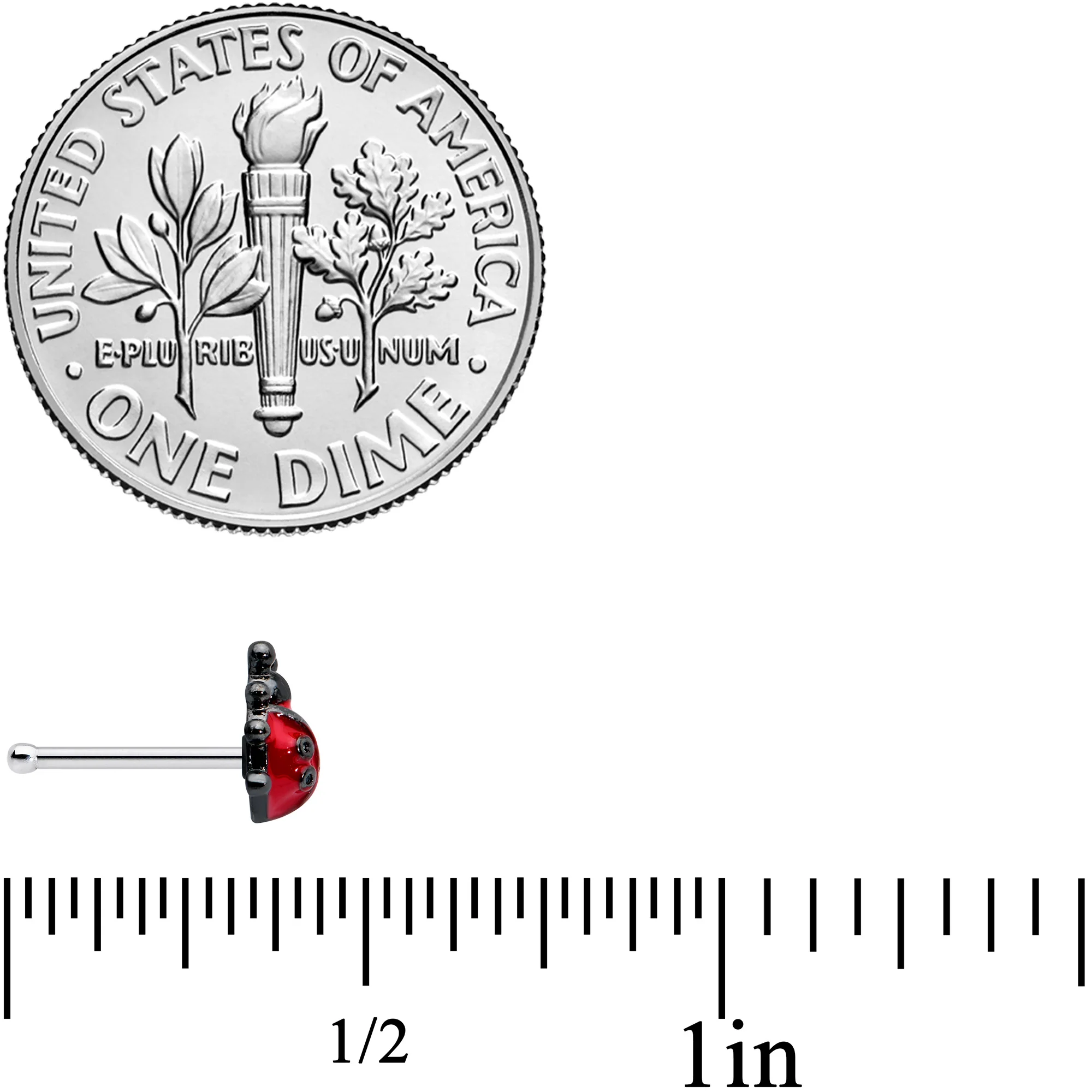 20G 1/4 Classic Ladybug Nose Bone - Image 4