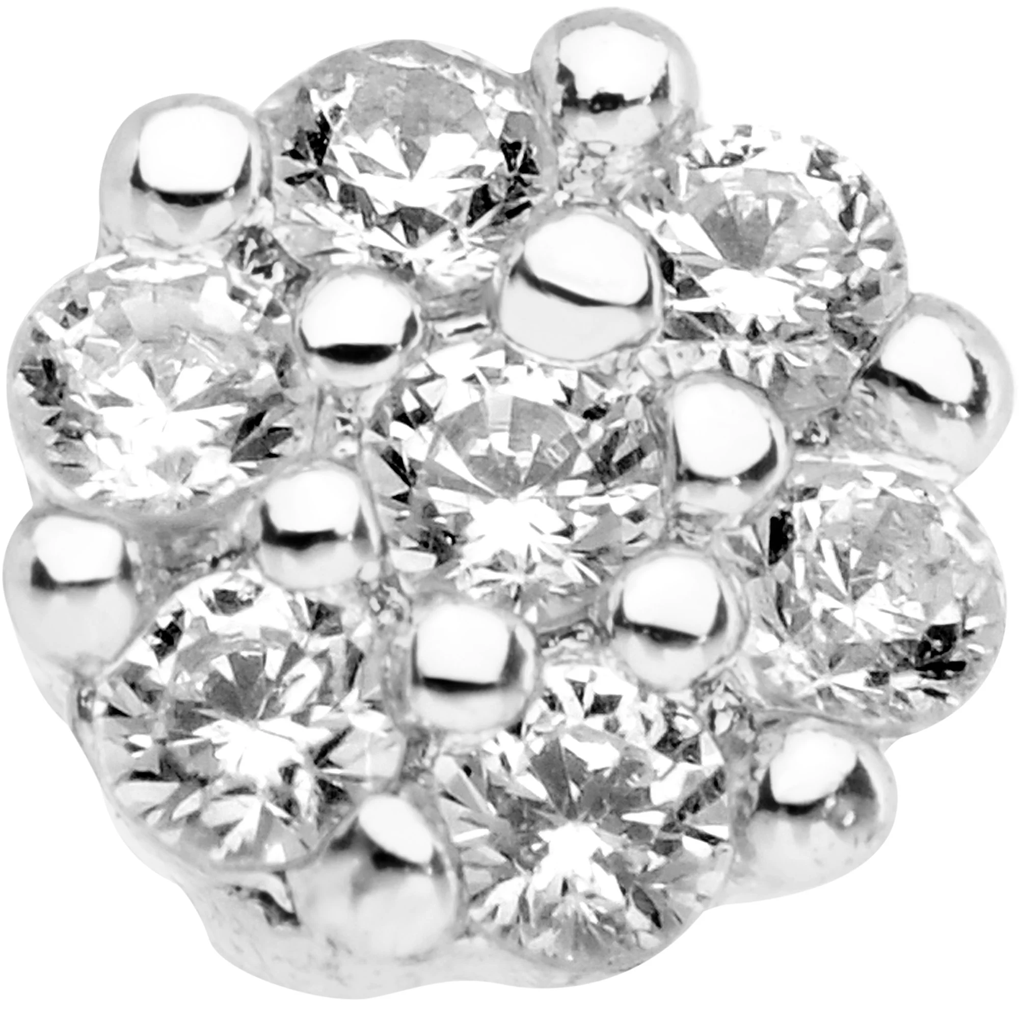 20G 1/4 Clear CZ Gem Cute Cluster Nose Bone - Image 2