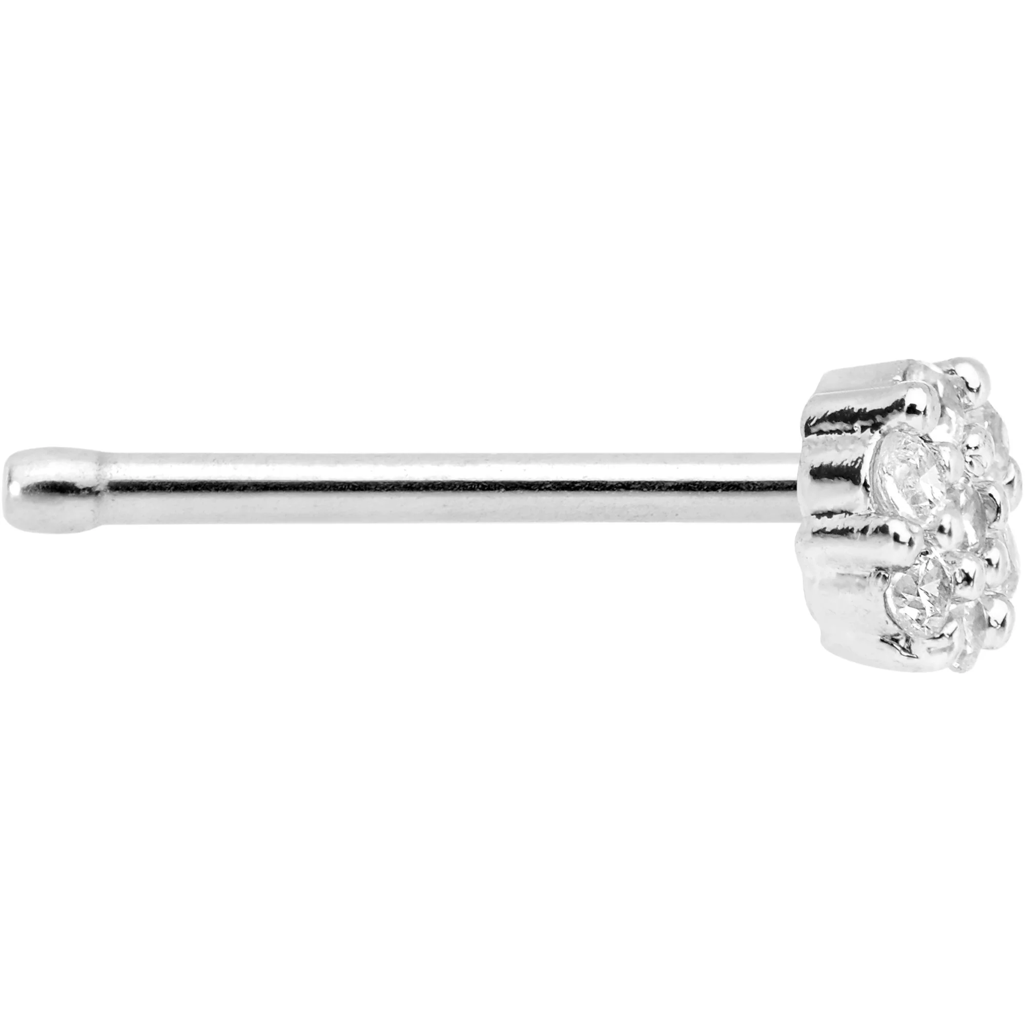 20G 1/4 Clear CZ Gem Cute Cluster Nose Bone - Image 3