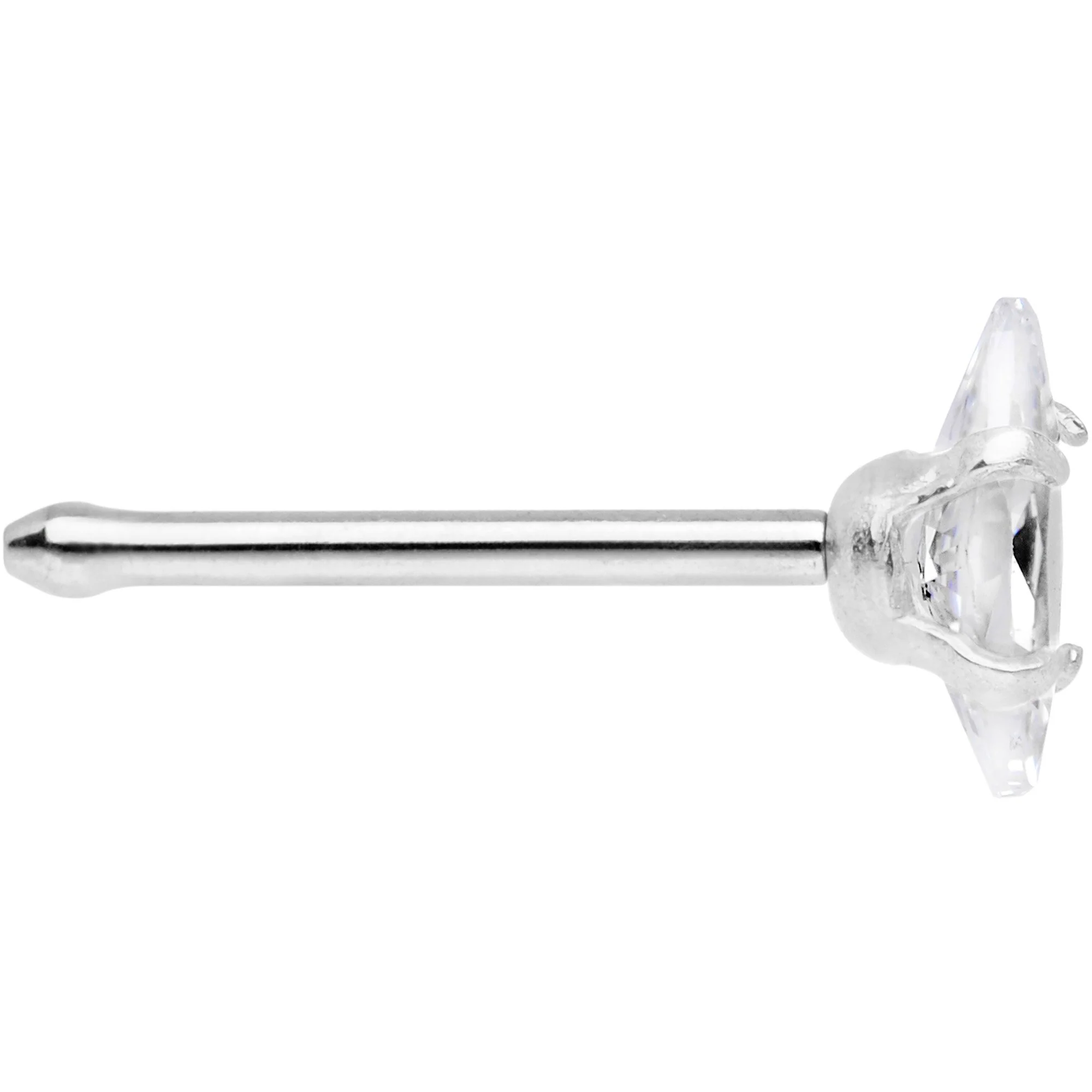 20G 1/4 Clear CZ Gem Ellipse Nose Bone - Image 2