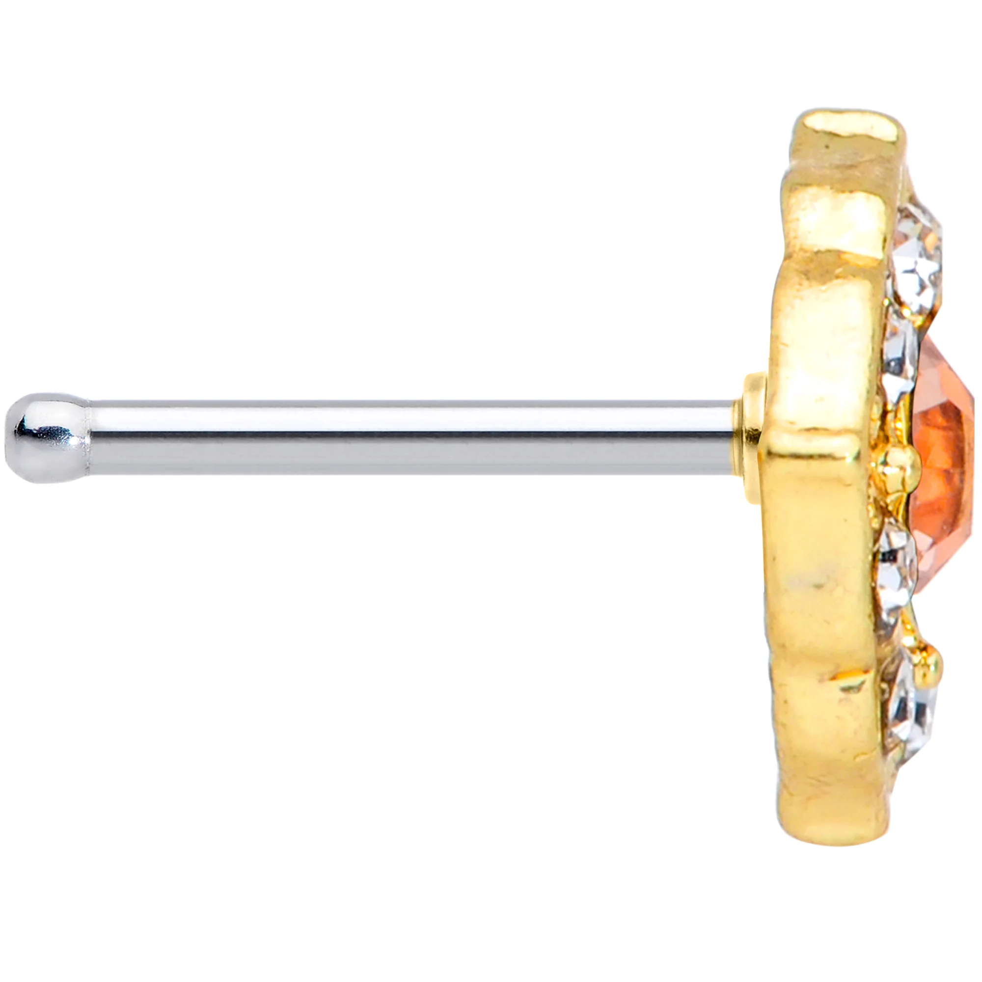 20G 1/4 Clear CZ Gem Gold Tone Rhombus Royale Nose Bone - Image 3
