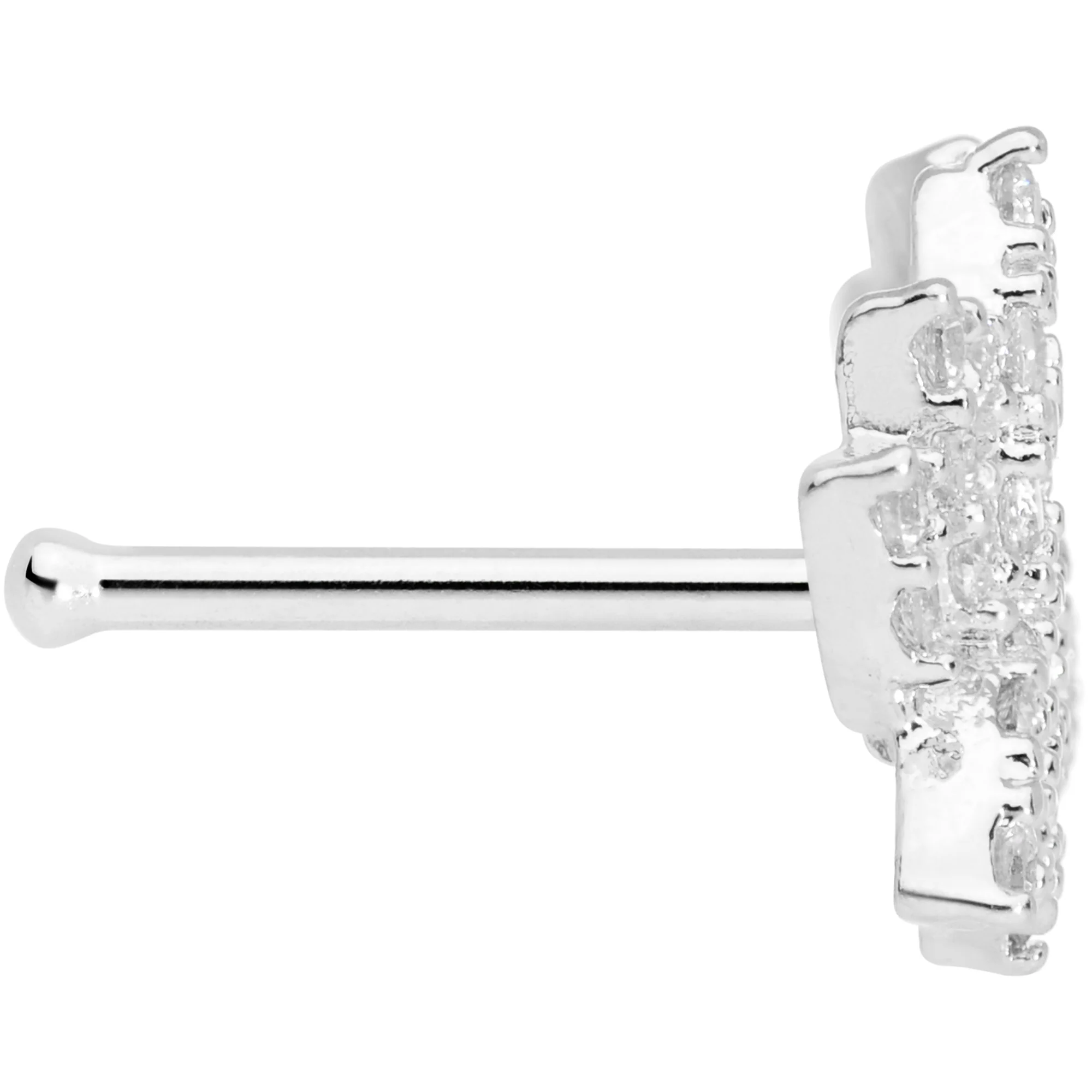 20G 1/4 Clear CZ Gem Lotus Flower Nose Bone - Image 3