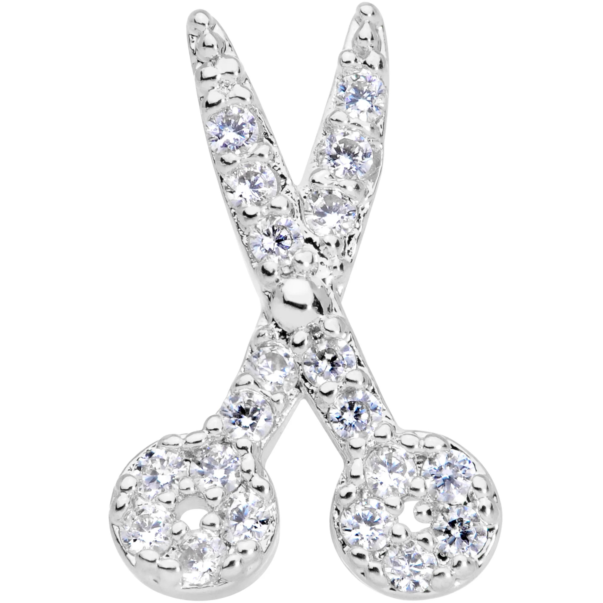 20G 1/4 Clear CZ Gem Shear Scissors Nose Bone - Image 2