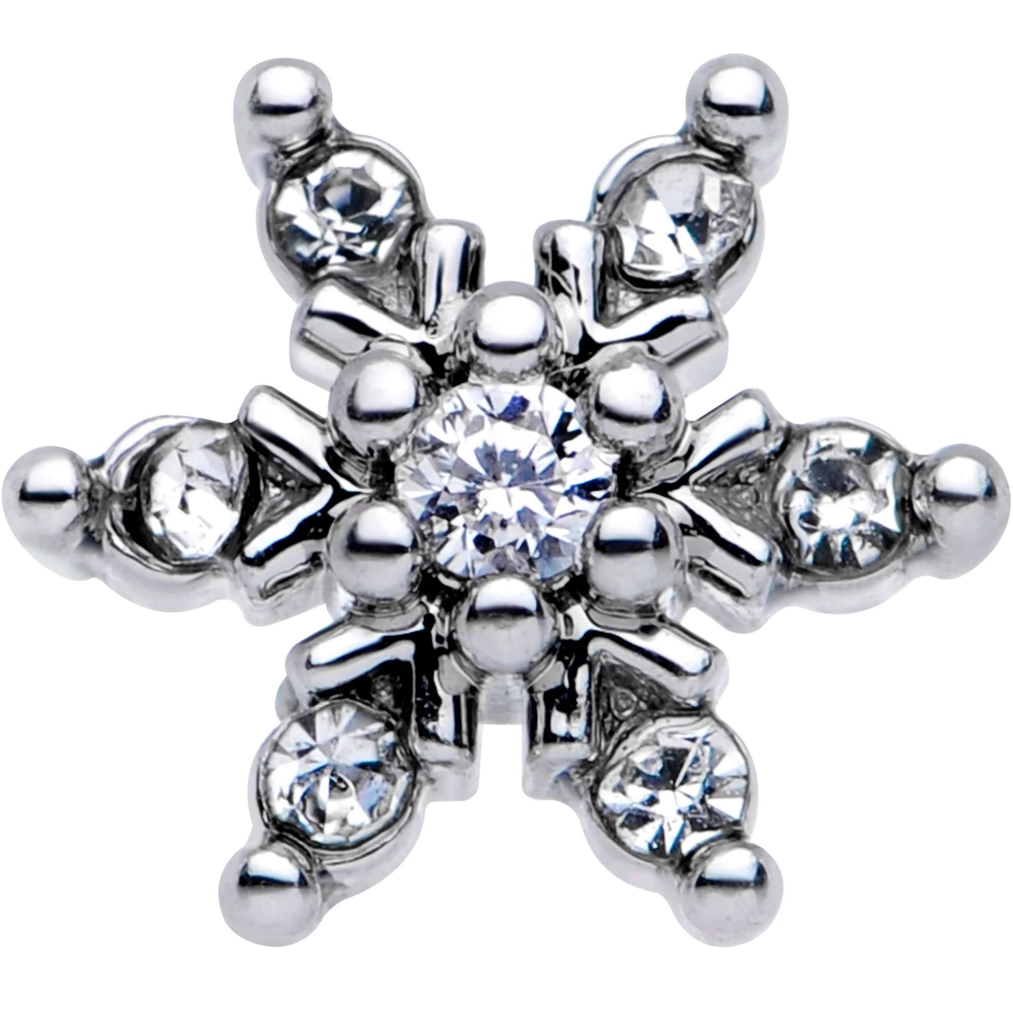 20G 1/4 Clear CZ Gem Snowflake Christmas Nose Bone - Image 2