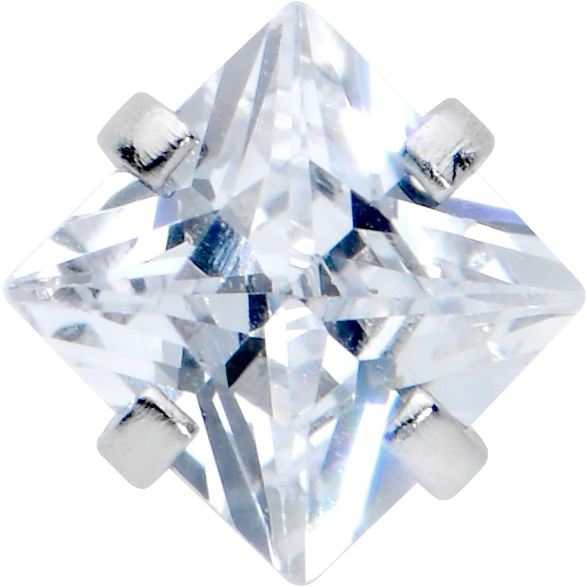 20G 1/4 Clear CZ Gem Square 3mm Simple Glam Nose Bone - Image 2